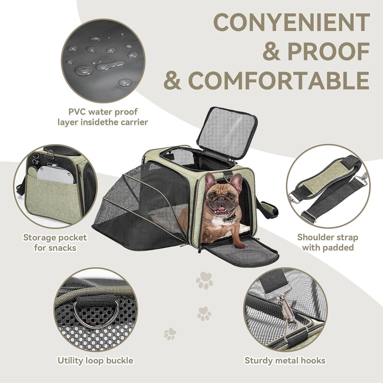 Petsfit Faltbarer Transporttasche Katze und Hund,erweiterbare Katzentransportbox mit Schultergurt Hundetragetasche Flugtasche Oxford Gewebe für