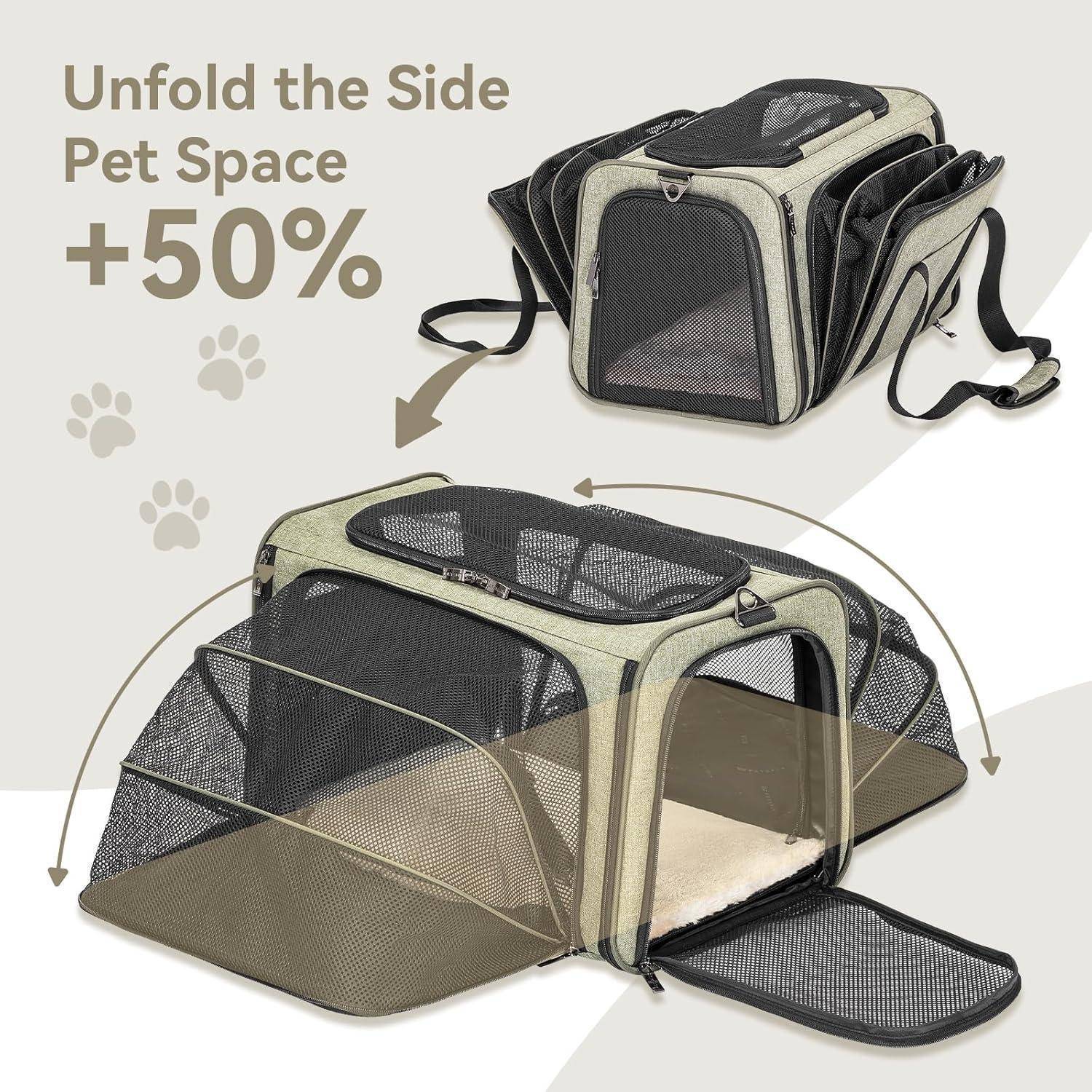 Petsfit Faltbarer Transporttasche Katze und Hund,erweiterbare Katzentransportbox mit Schultergurt Hundetragetasche Flugtasche Oxford Gewebe für