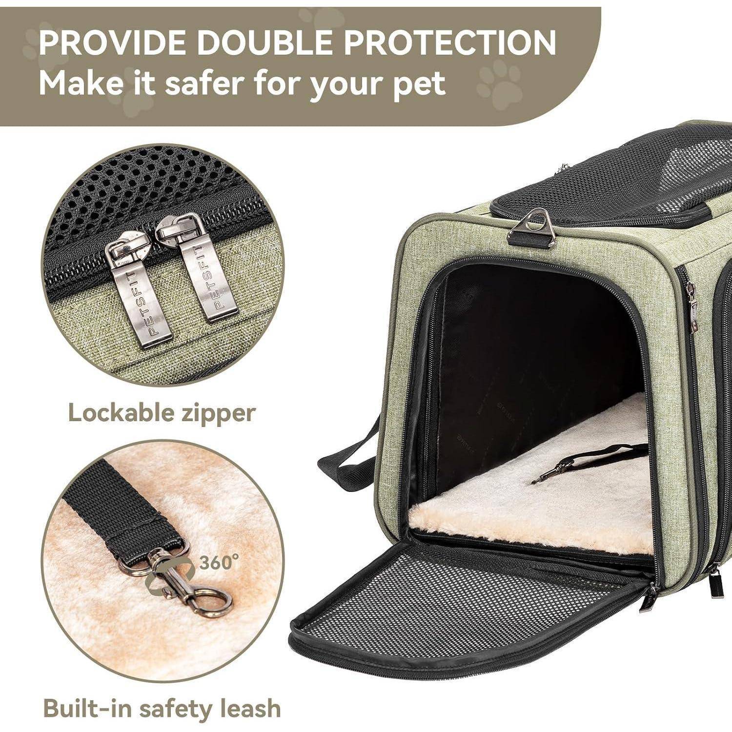 Petsfit Faltbarer Transporttasche Katze und Hund,erweiterbare Katzentransportbox mit Schultergurt Hundetragetasche Flugtasche Oxford Gewebe für