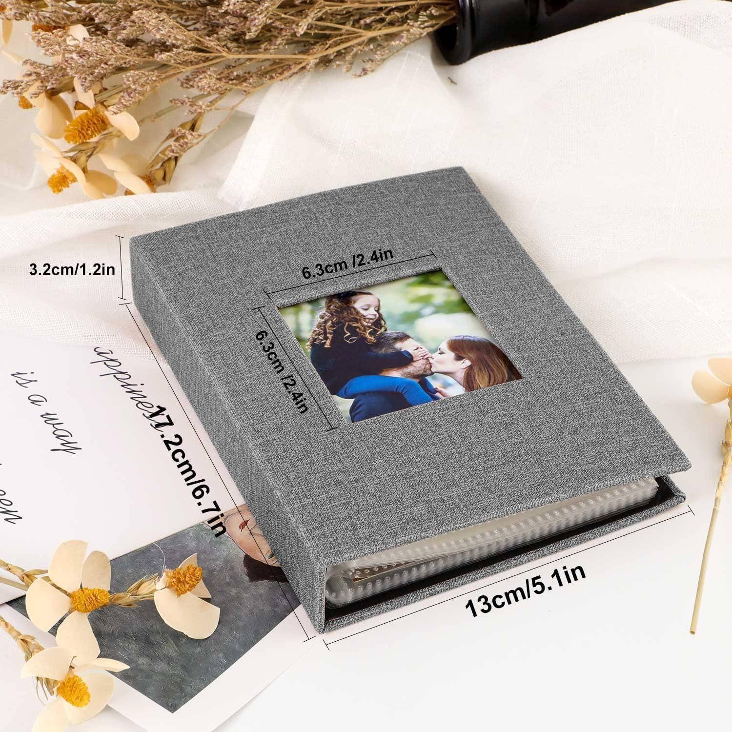 Lanpn Fotoalbum 10x15 100 2 Packungen, Klein Mini Leinen Einstecken Einsteckalbum für Hochformat Fotos Bilder Grau 100 Beutel/2 Packungen Grau