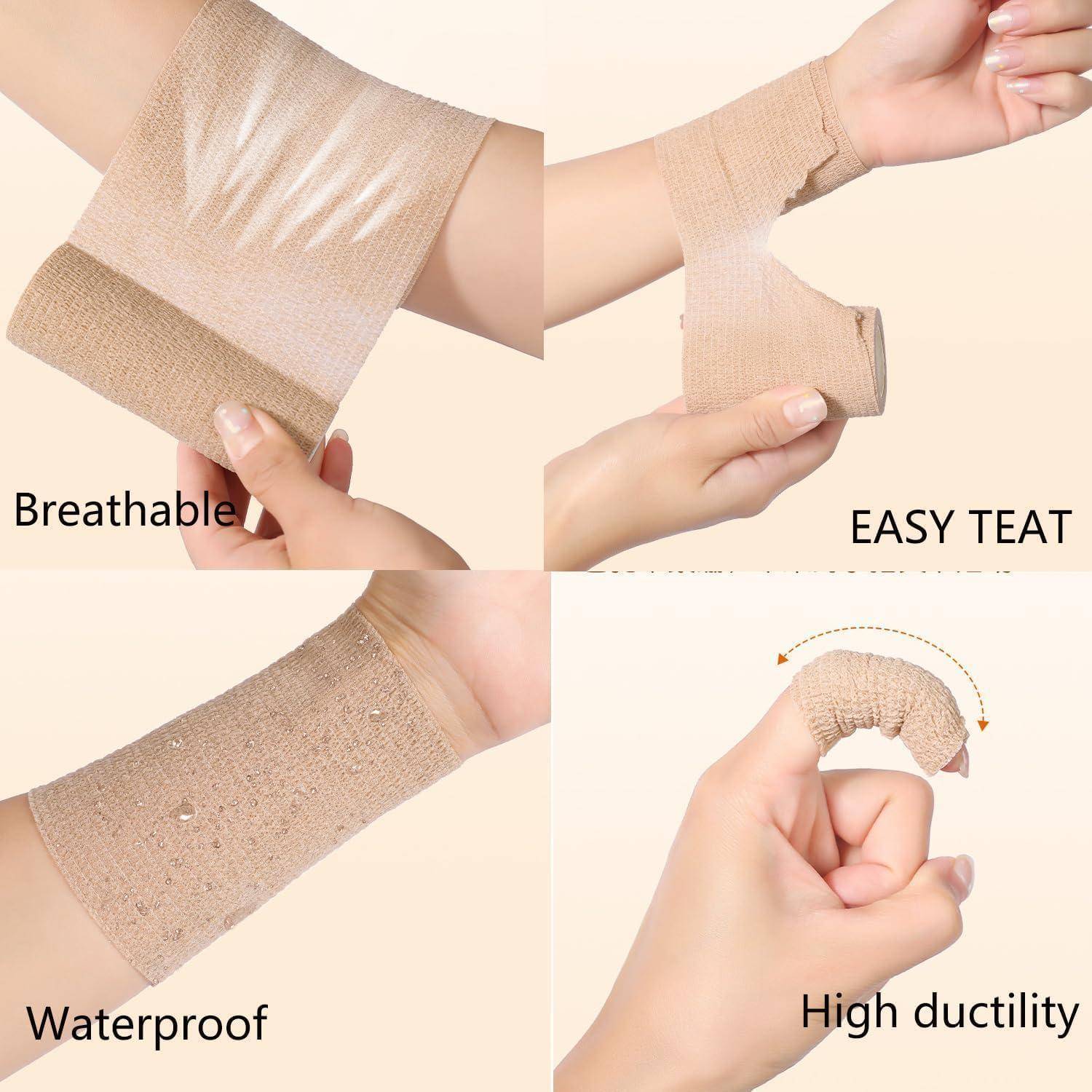 ANAMPION Selbstklebender Verband 9Rollen, 7.5cmx4.5m Non-Woven Selbsthaftende Bandage für Mensch und Tier, Flexibel Elastische Binde für Sport,Haust