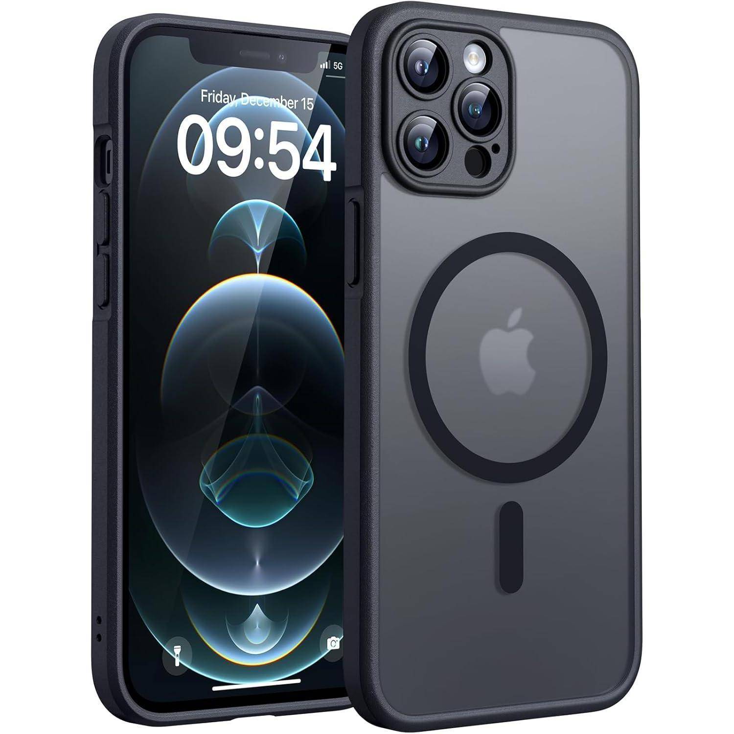 TOCOL für iPhone 12 Pro Max Hülle für Magsafe, Vollständiger Kameraschutz Stoßfest Kratzfest Transluzente Rückseite Magnetisch Handyhülle für