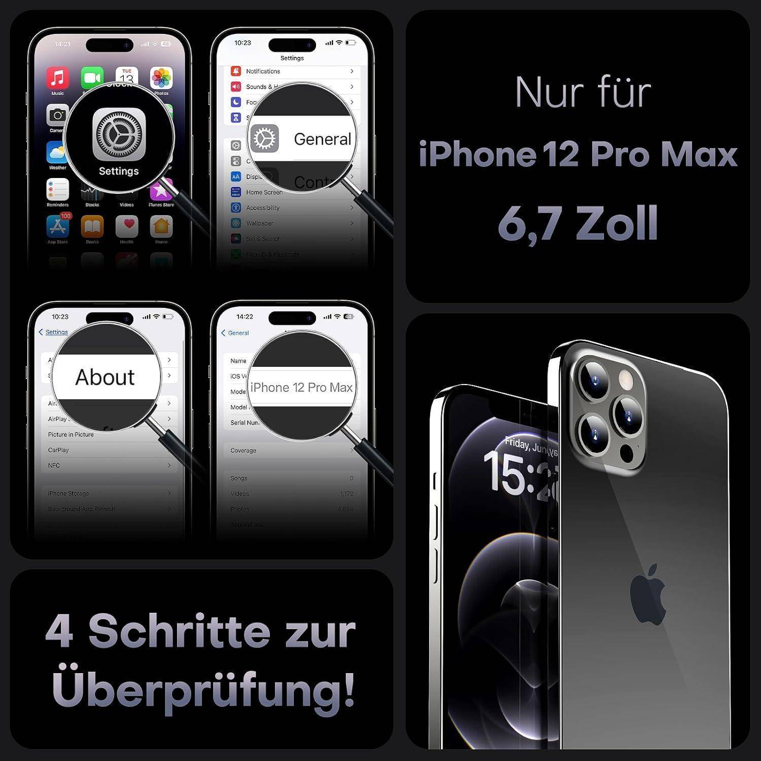TOCOL für iPhone 12 Pro Max Hülle für Magsafe, Vollständiger Kameraschutz Stoßfest Kratzfest Transluzente Rückseite Magnetisch Handyhülle für