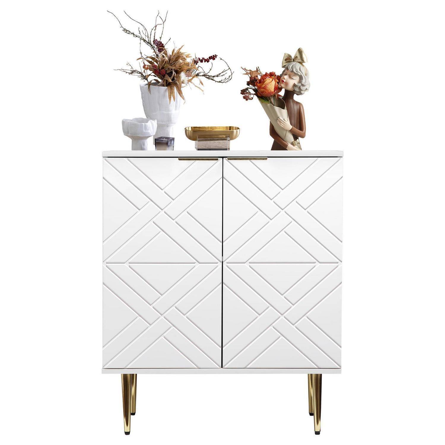 Sideboard Kommode Mit Fächern Anrichte Schrank Beistellschrank Mehrzweckschrank Standschrank Wohnzimmer Holzwerkstoff, Weiß, 39,9 cm x 73,7 cm x 87