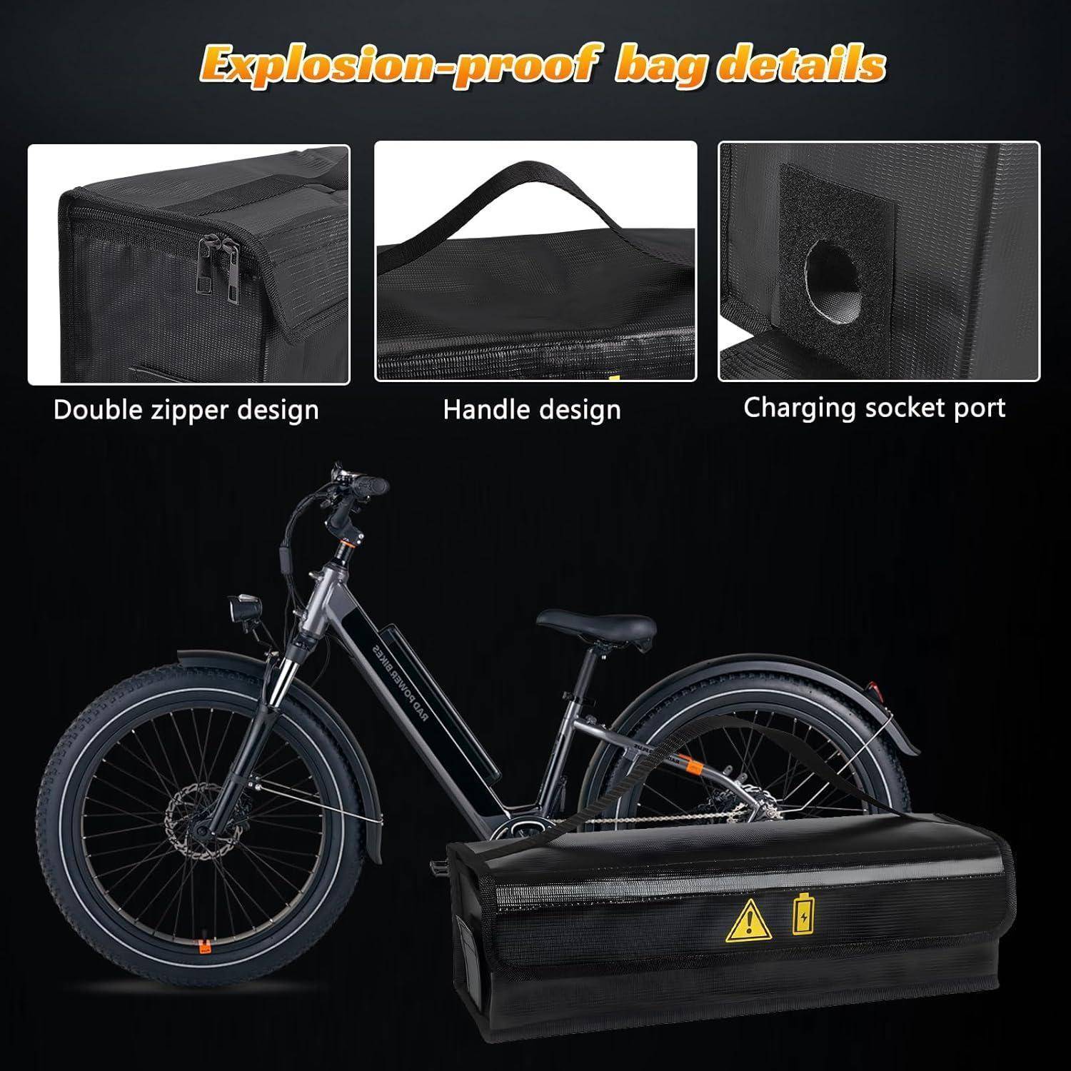 2 Stück Feuerfeste Box für Fahrradakku, Feuerfest bis 1400 °C, Akku Tasche Wasserdicht Explosionssicher, Ebike akku Schutzhülle Großraum für Lag