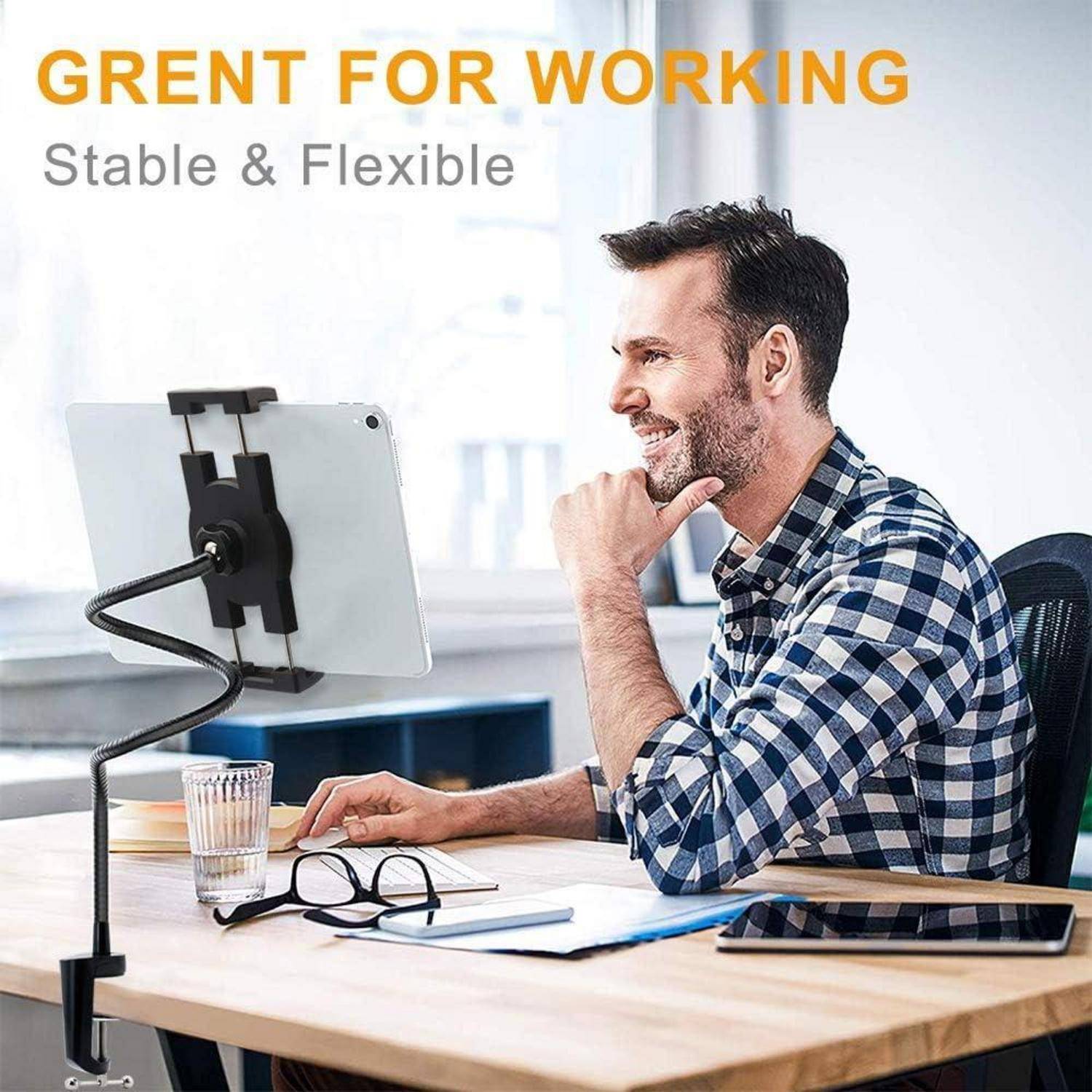 woleyi Schwanenhals Tablet Halterung 12.9 Zoll, Verstellbarer Tablet Ständer im Tisch Bett, Flexible Lang Arm Tablethalterungen für iPad Pro 9.7, 10