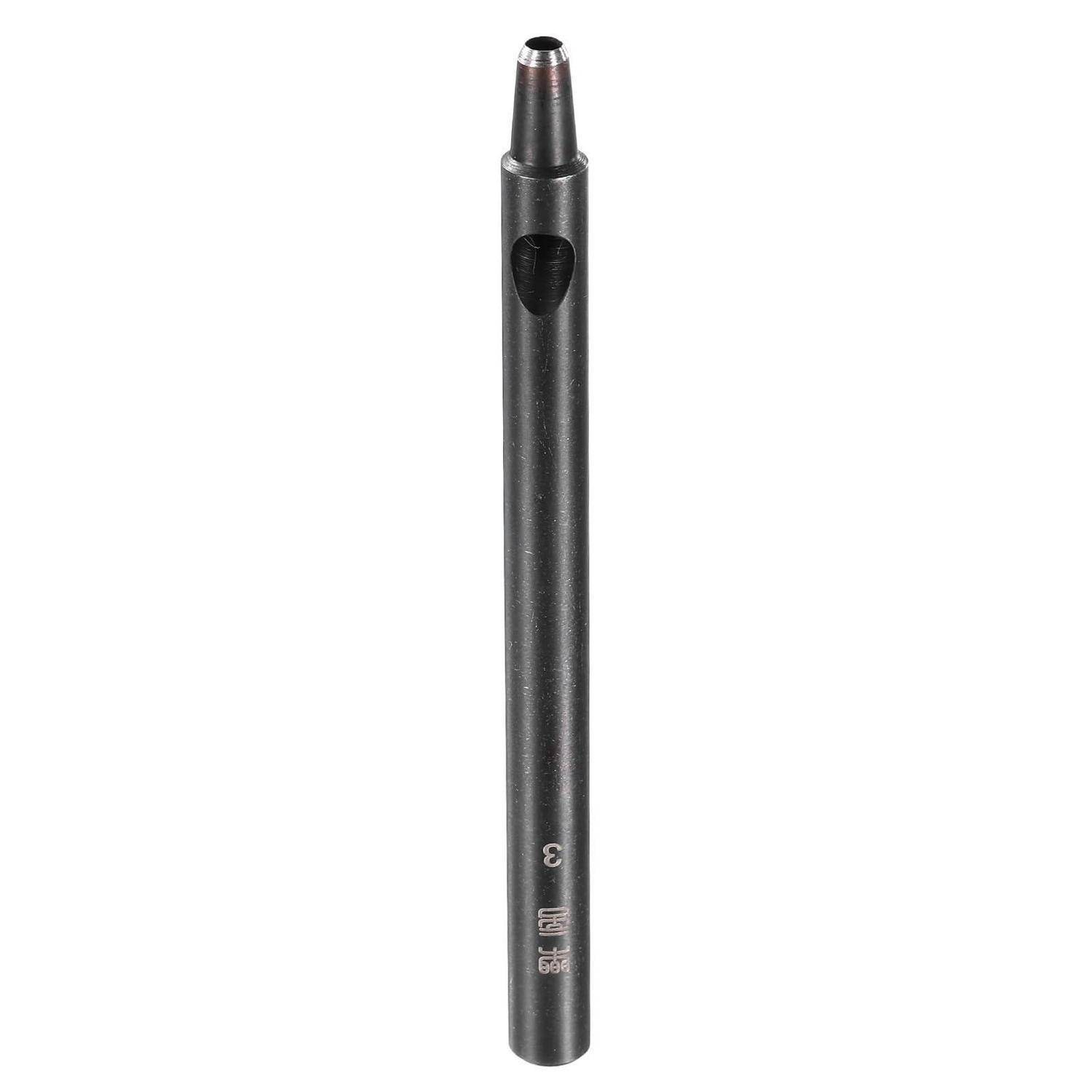 Einzelner schwarzer zylindrischer Stift oder Stylus mit verjüngter Spitze, aufrecht auf weißem Hintergrund dargestellt.