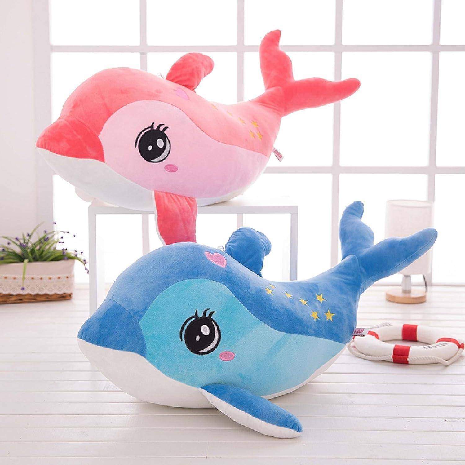 Plüschtier Delphin Puppe Stofftier Kissen Kuscheltier Delphin, zum Spielen und Kuscheln, Weiches Schmusetier für Mädchen, Jungen, Babys (40 cm,Rosa