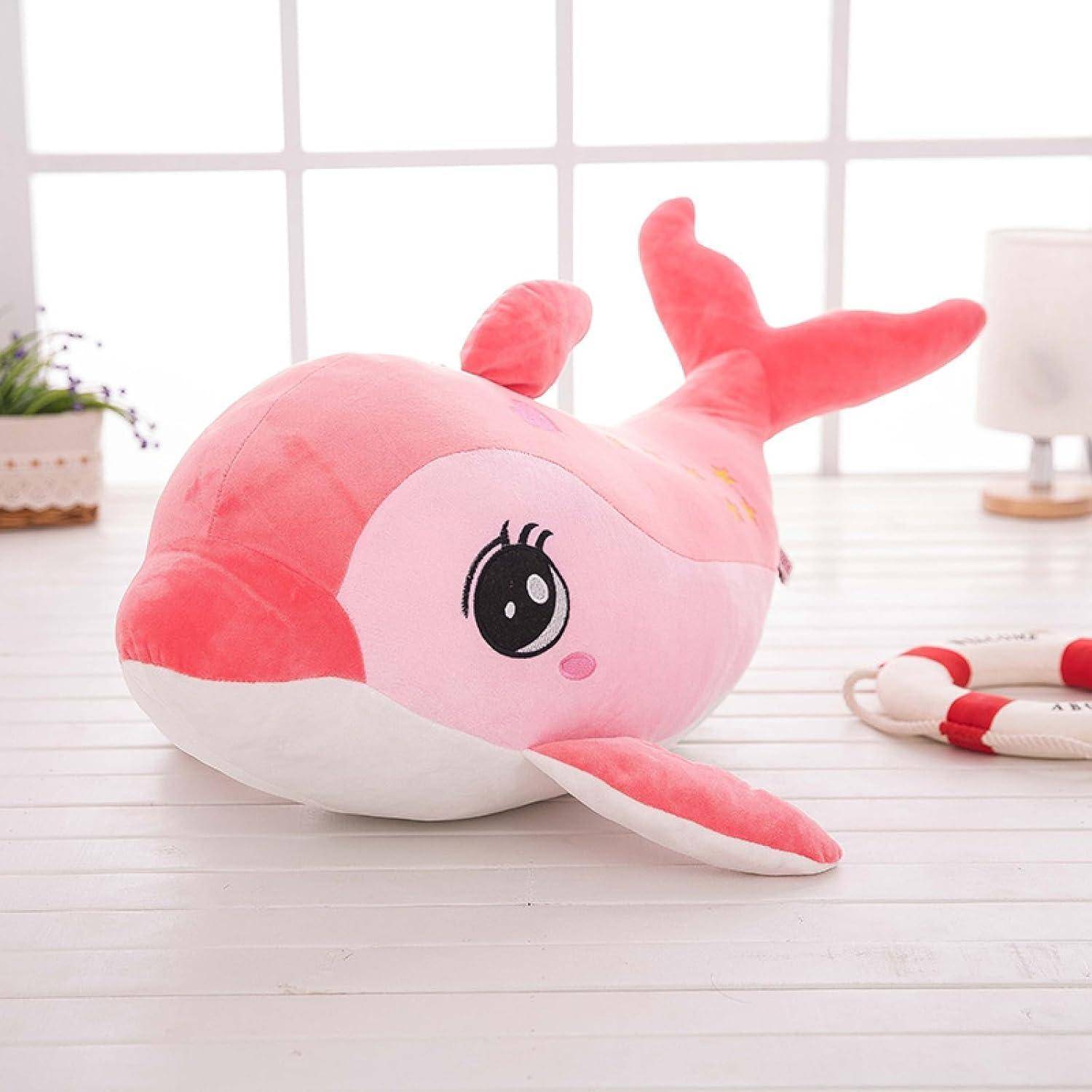 Plüschtier Delphin Puppe Stofftier Kissen Kuscheltier Delphin, zum Spielen und Kuscheln, Weiches Schmusetier für Mädchen, Jungen, Babys (40 cm,Rosa