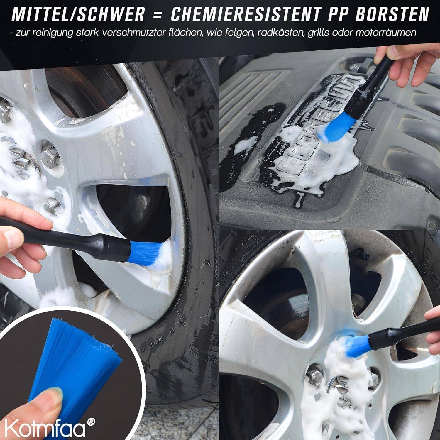 6 Stück Auto Detailing Pinsel Set mit Wasserdichte Tasche, Extra Weich Detail Reinigungspinsel Bürsten Brush für Schonend Reinigen von Car Motor