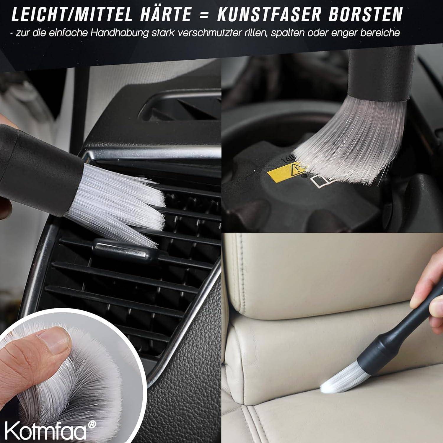 6 Stück Auto Detailing Pinsel Set mit Wasserdichte Tasche, Extra Weich Detail Reinigungspinsel Bürsten Brush für Schonend Reinigen von Car Motor