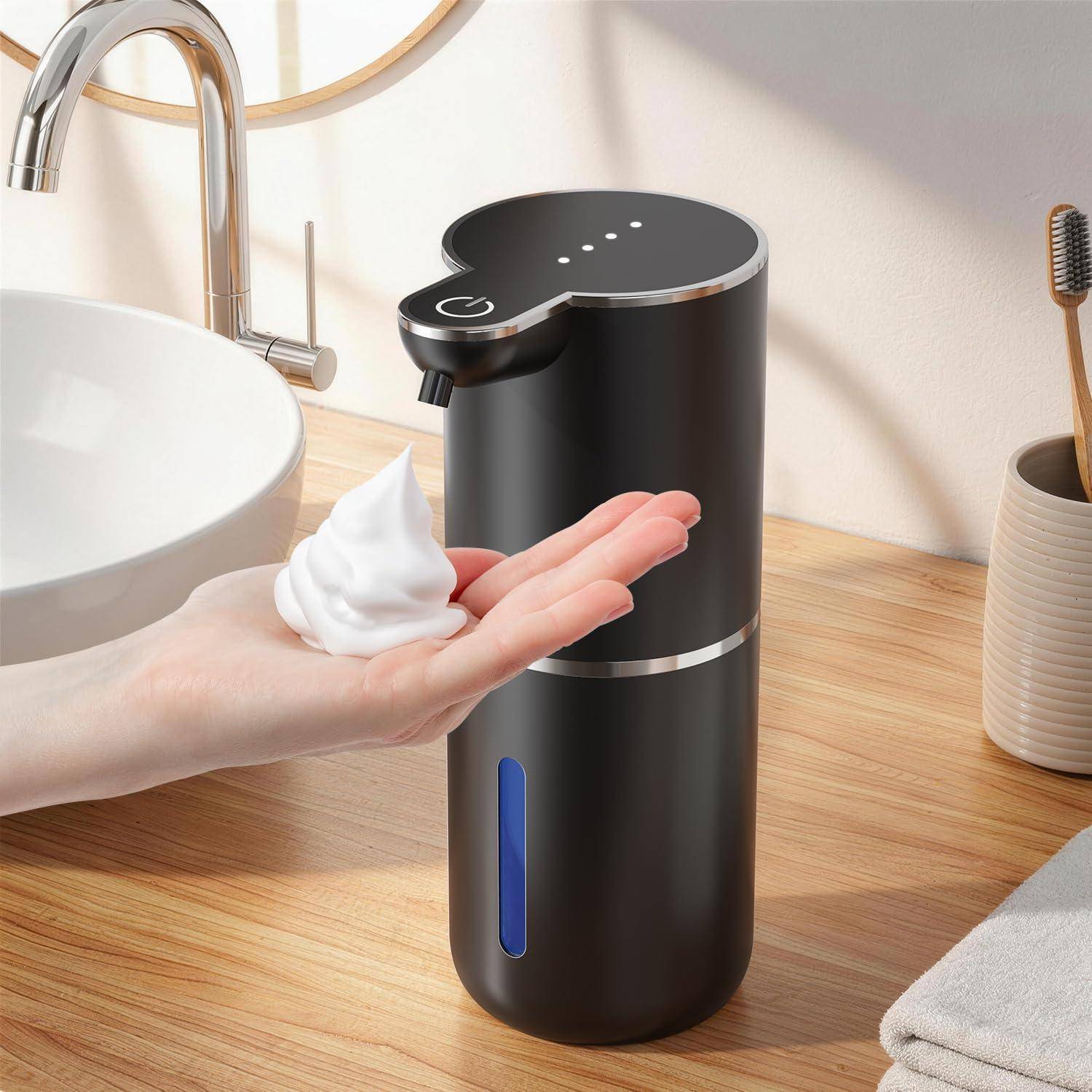 Seifenspender Automatisch für Schaum, Berührungslos mit Sensor, 380ml Wandmontage, USB Aufladbar, IPX5, 4-Stufig Einstellbar Elektrischer Seifenspen