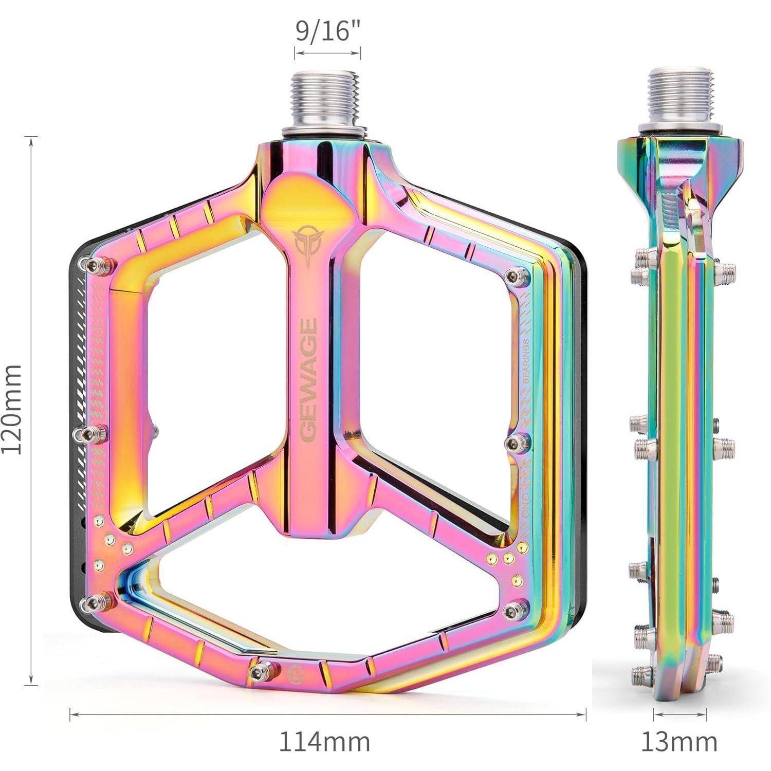 GEWAGE MTB Pedale Profi-Edition–CNC-Aluminium, 9/16″ Chromoly-Achse,ultraflaches Design ohne Endkappe, extra großem abgedichtetem Kugellager+Nade