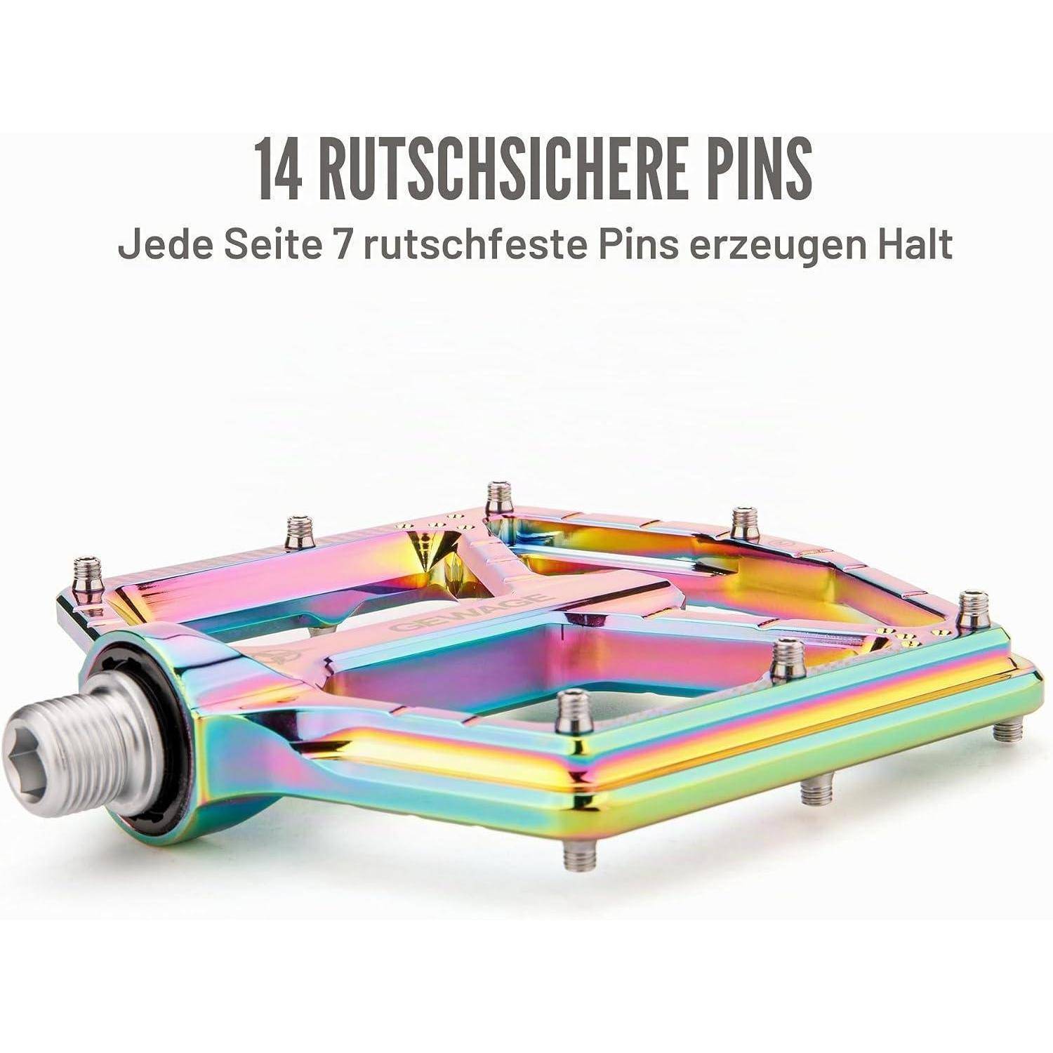 GEWAGE MTB Pedale Profi-Edition–CNC-Aluminium, 9/16″ Chromoly-Achse,ultraflaches Design ohne Endkappe, extra großem abgedichtetem Kugellager+Nade