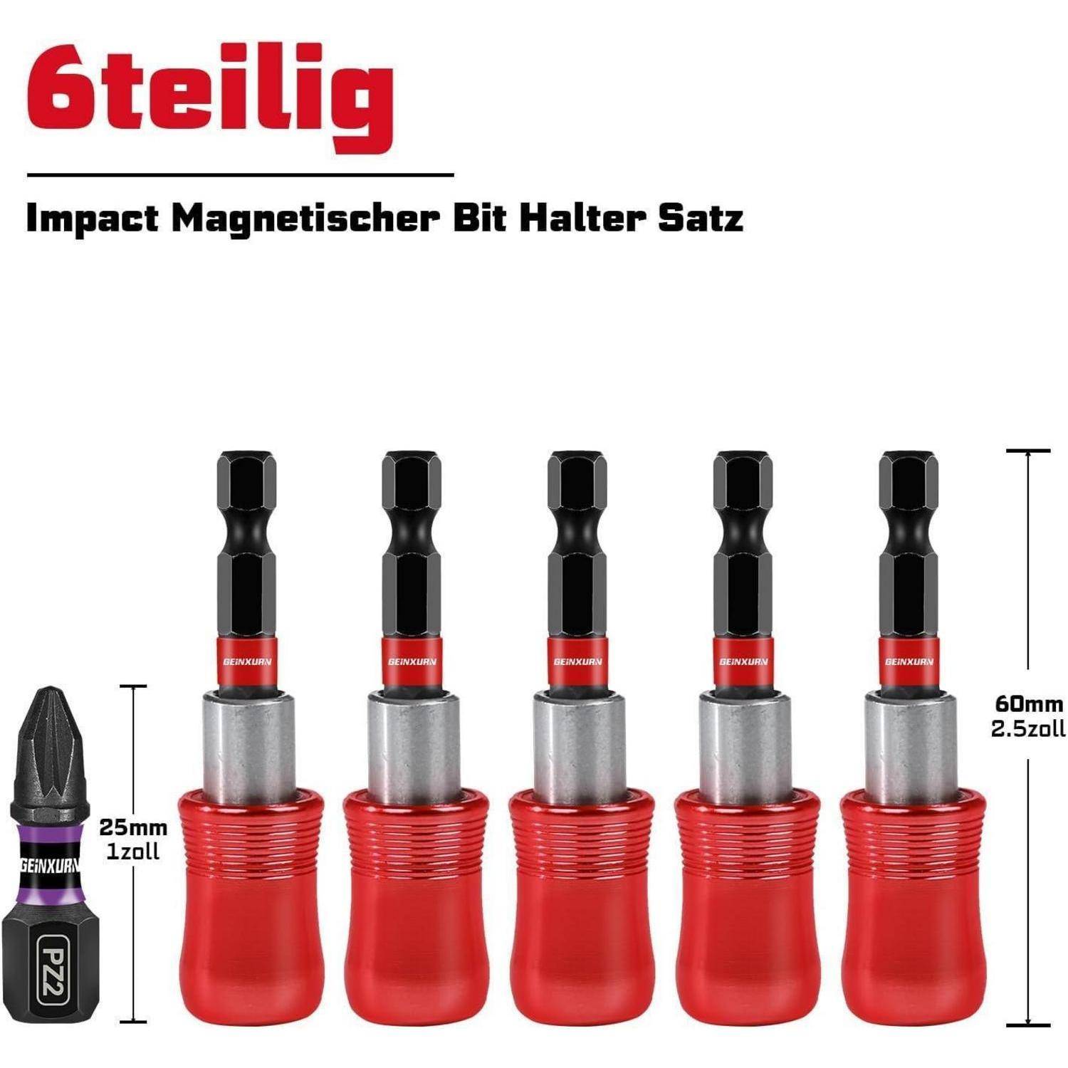 Produktbild eines 6-teiligen „Impact Magnetischer Bit Halter Satz