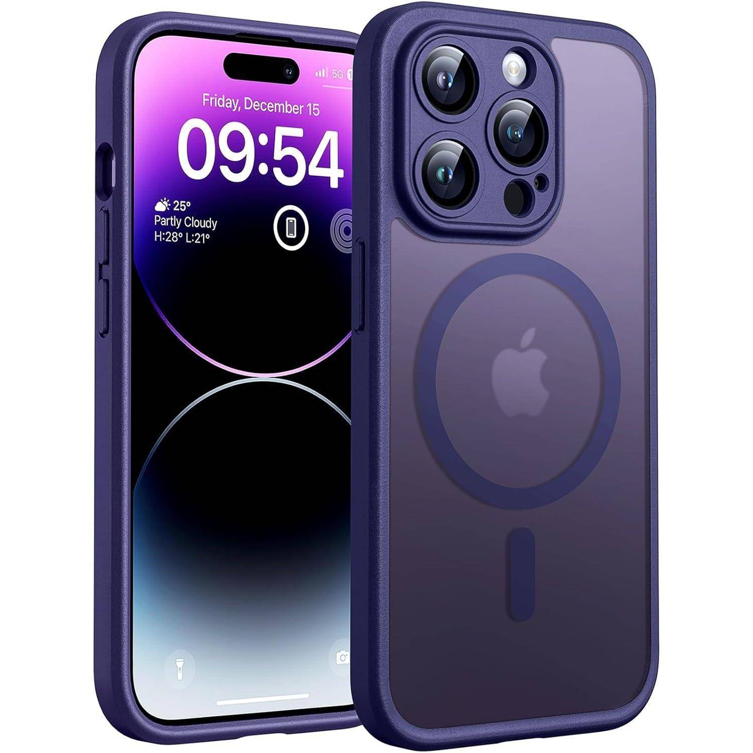 TOCOL für iPhone 14 Pro Max Hülle für Magsafe, Vollständiger Kameraschutz Stoßfest Kratzfest Transluzente Rückseite Magnetisch Handyhülle für