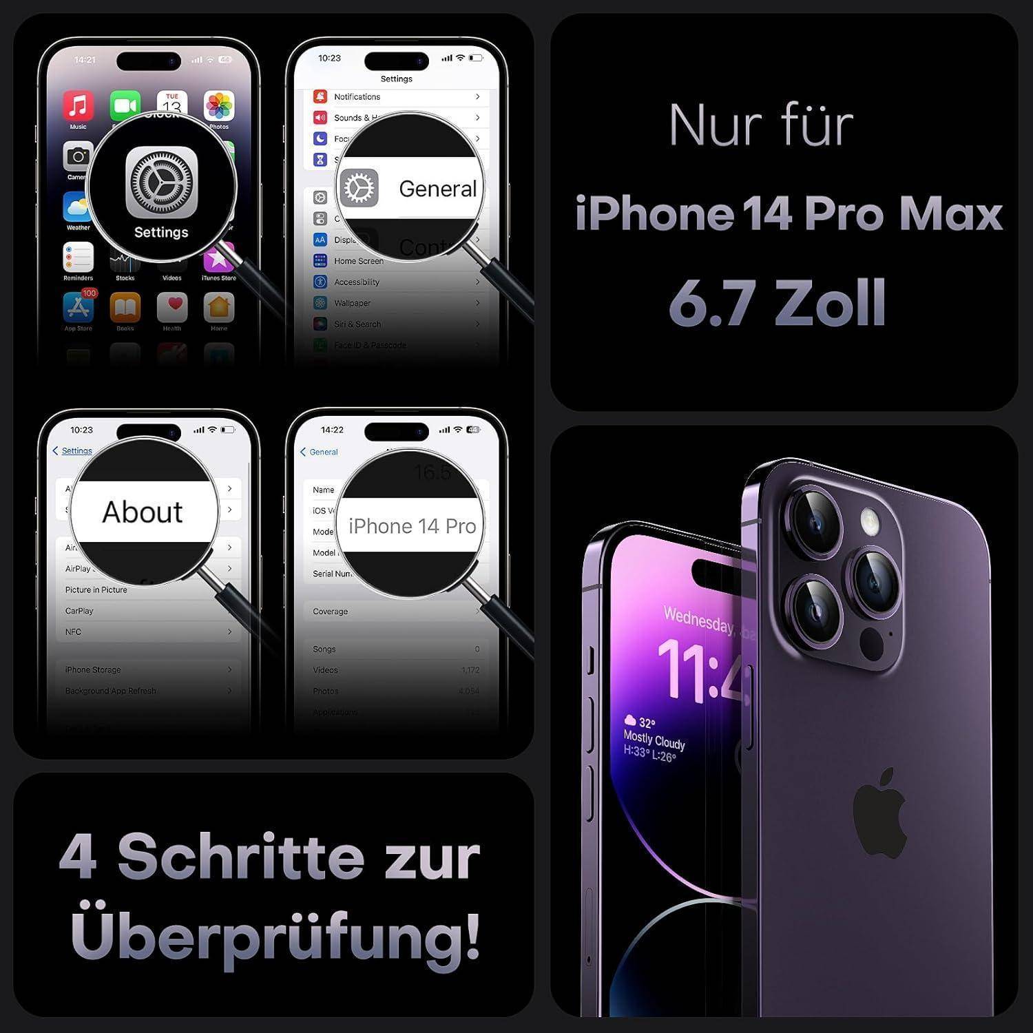 TOCOL für iPhone 14 Pro Max Hülle für Magsafe, Vollständiger Kameraschutz Stoßfest Kratzfest Transluzente Rückseite Magnetisch Handyhülle für