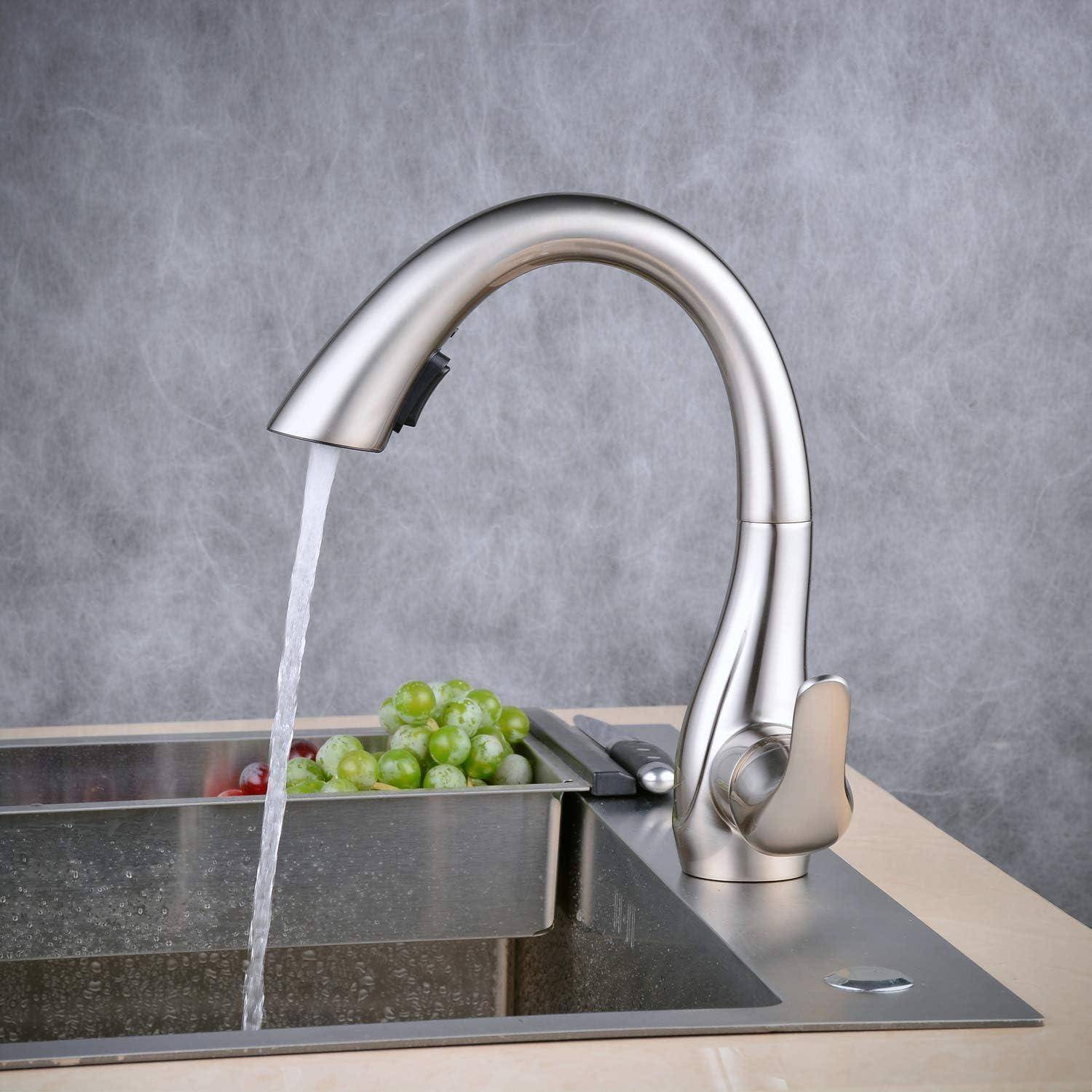 Beelee Küchenarmatur mit Herausziehbarer Dual-Spülbrause 360° Drehbar Wasserhahn Küche, Einhebel-Spültischarmatur, Kaltes und Heißes Wasser Vorh