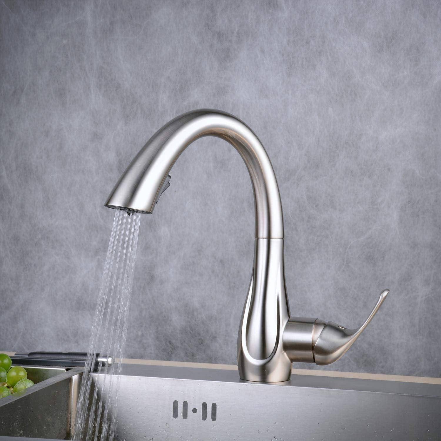 Beelee Küchenarmatur mit Herausziehbarer Dual-Spülbrause 360° Drehbar Wasserhahn Küche, Einhebel-Spültischarmatur, Kaltes und Heißes Wasser Vorh