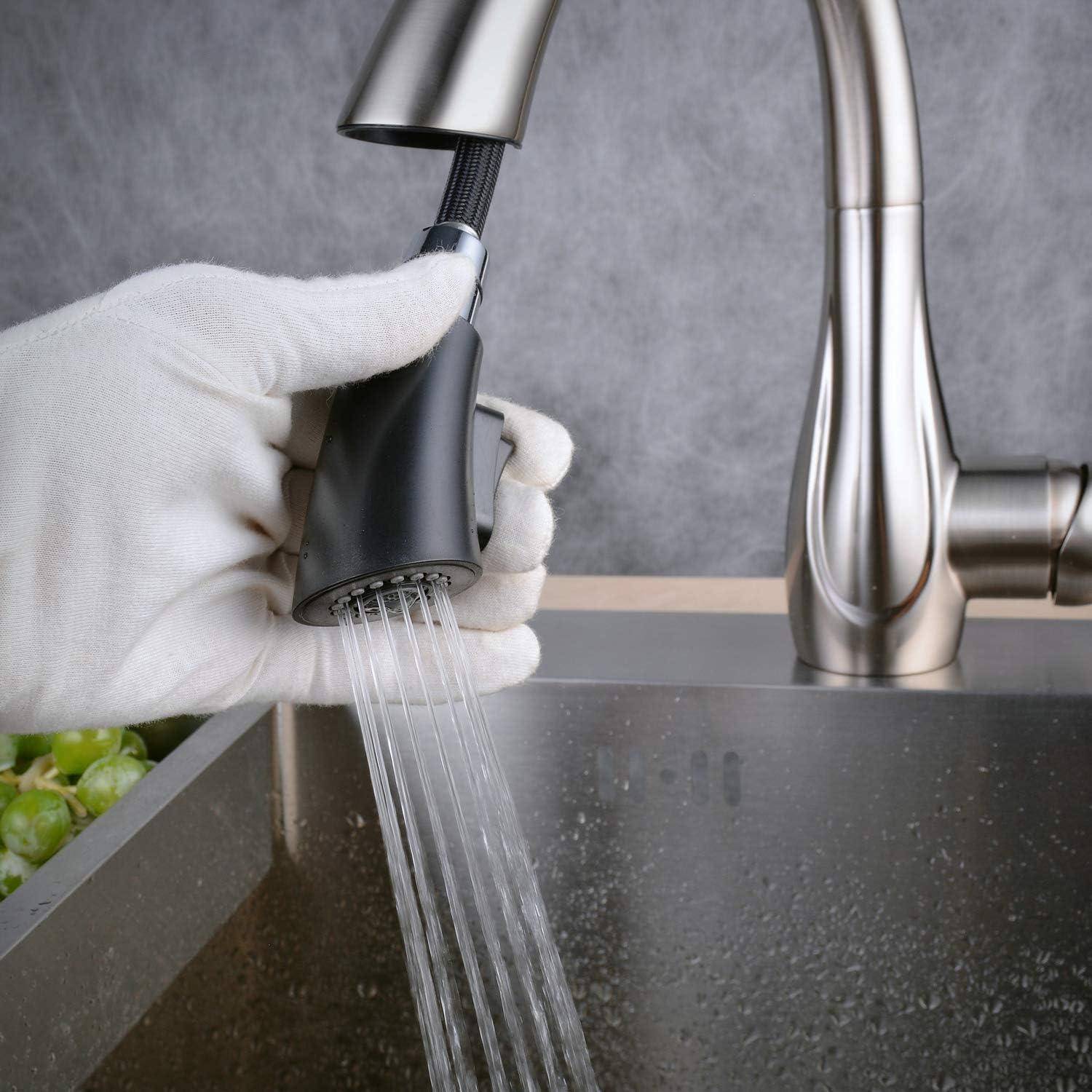 Beelee Küchenarmatur mit Herausziehbarer Dual-Spülbrause 360° Drehbar Wasserhahn Küche, Einhebel-Spültischarmatur, Kaltes und Heißes Wasser Vorh