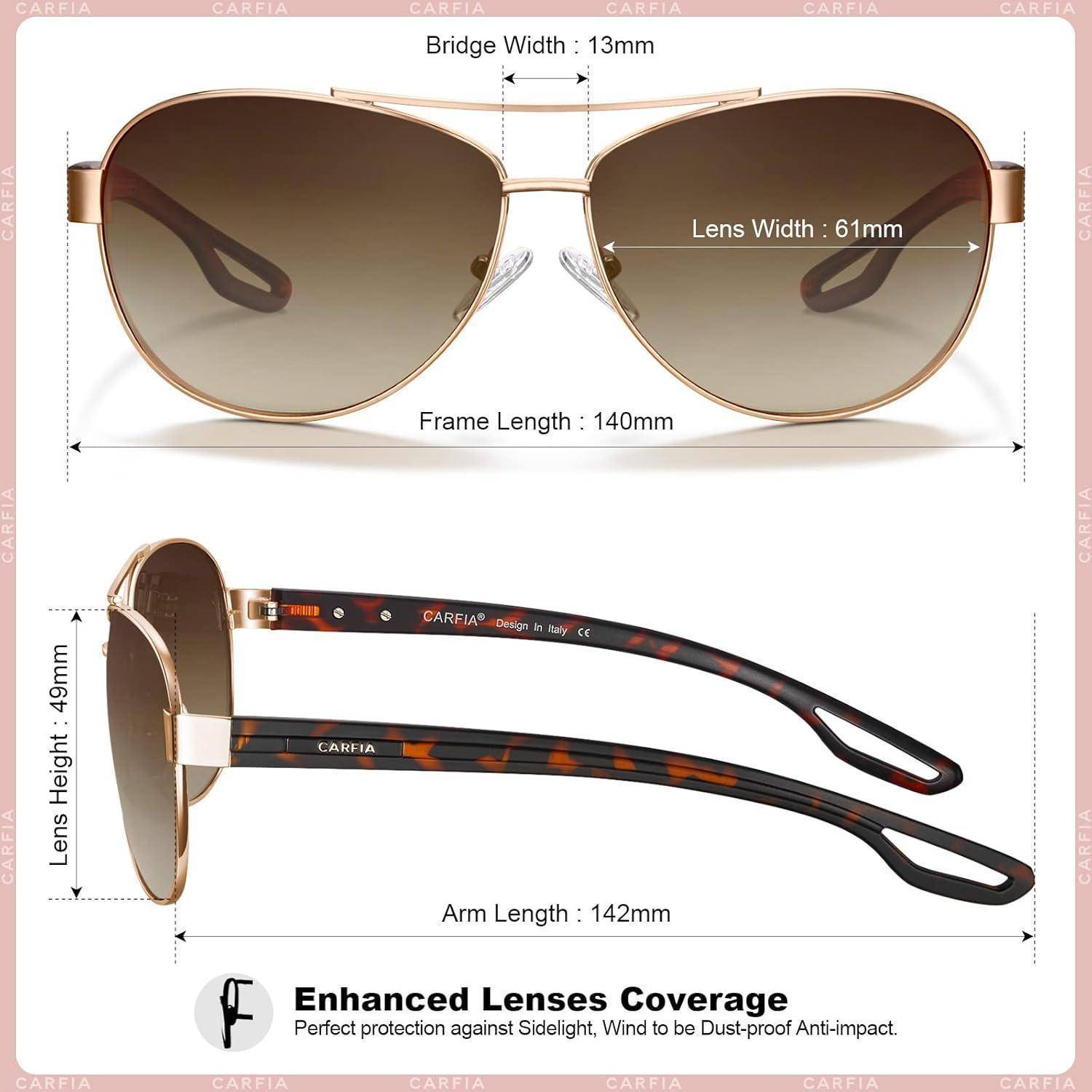 CARFIA Retro Polarisierte Damen Herren Sonnenbrille UV400 Schutz Outdoor Fahren Sport Brille Rahmen: Braun Schildpatt Braun Linsen