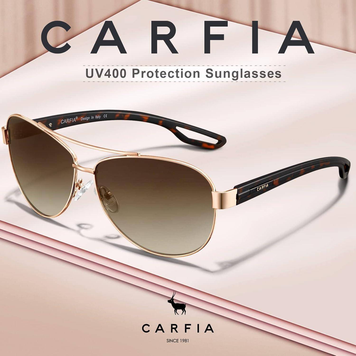CARFIA Retro Polarisierte Damen Herren Sonnenbrille UV400 Schutz Outdoor Fahren Sport Brille Rahmen: Braun Schildpatt Braun Linsen