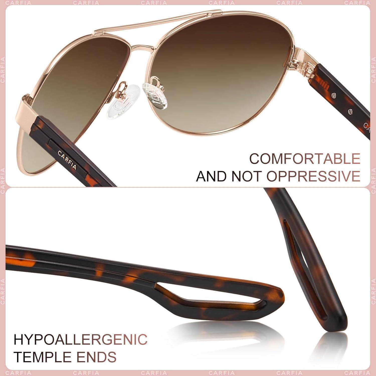 CARFIA Retro Polarisierte Damen Herren Sonnenbrille UV400 Schutz Outdoor Fahren Sport Brille Rahmen: Braun Schildpatt Braun Linsen