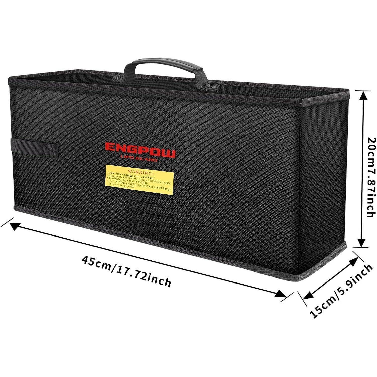 Ebike Akku Tasche Batterie Tasche Feuerfeste bis 2000°F Akkutasche Organizer 45 x 15 x 20 cm Stoßfester Sicherheitstasche Lagerung Transport E-bike