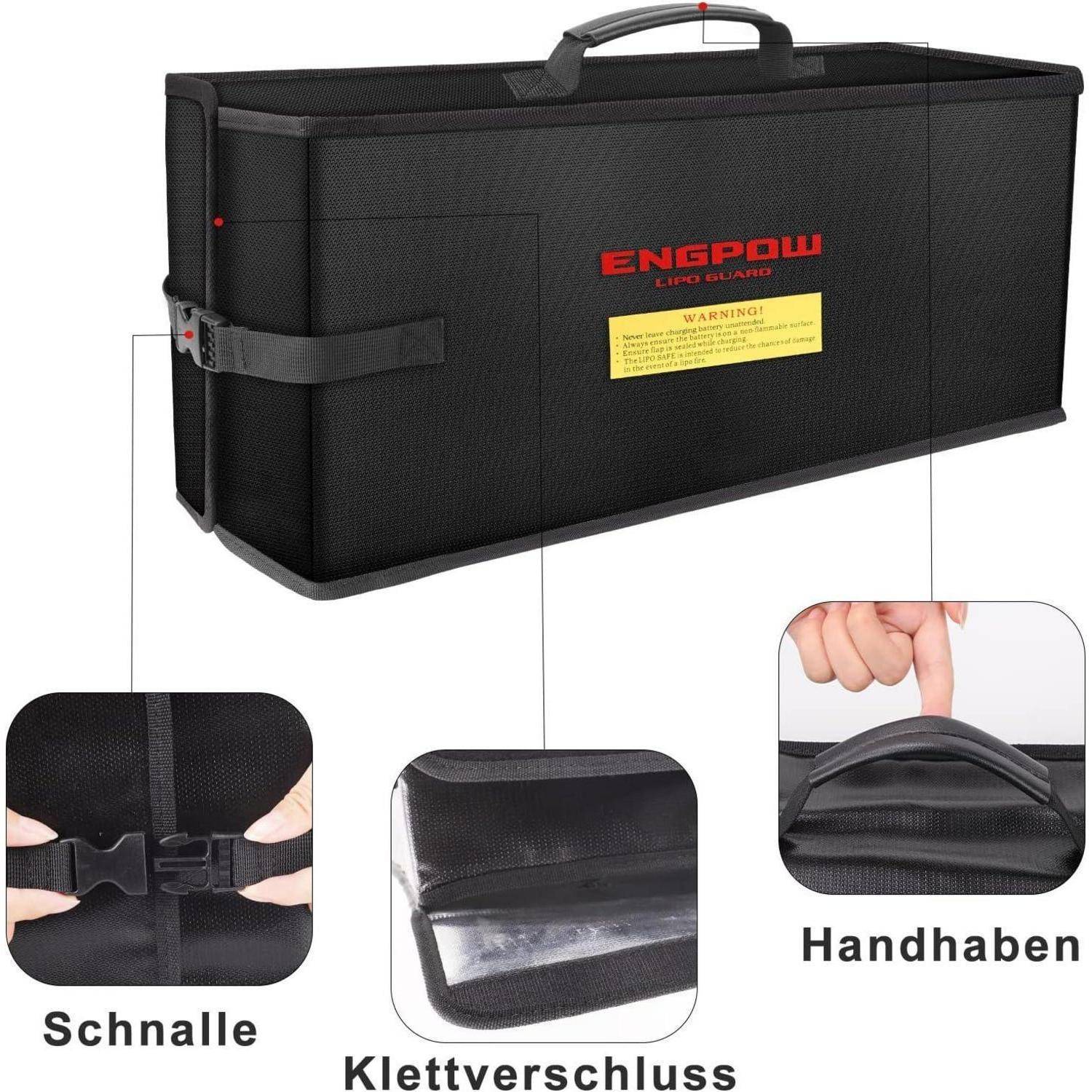 Ebike Akku Tasche Batterie Tasche Feuerfeste bis 2000°F Akkutasche Organizer 45 x 15 x 20 cm Stoßfester Sicherheitstasche Lagerung Transport E-bike