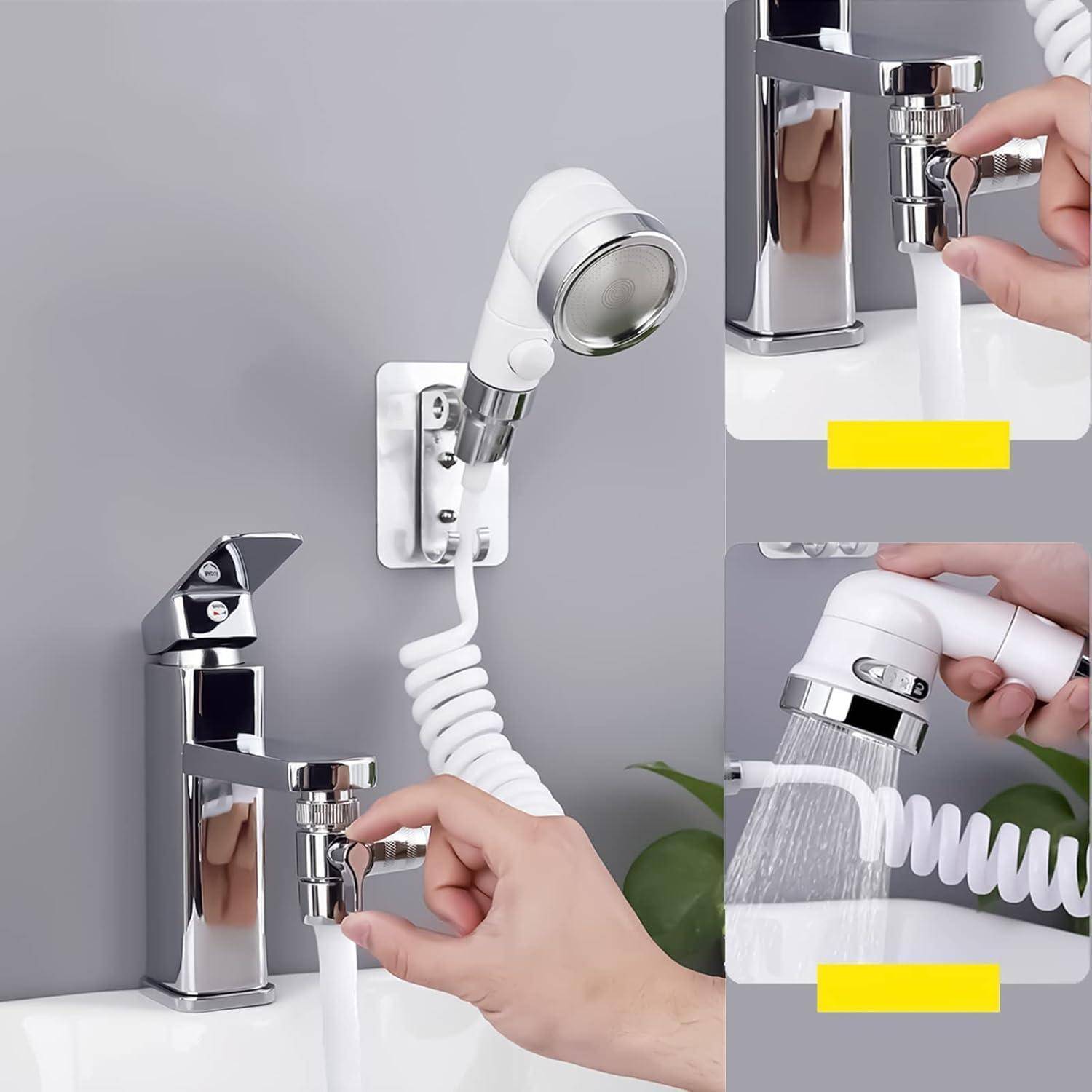 STOAT®Waschbecken-Duschkopf, Handbrause-Set mit Schlauch und Duschkopfhalter und Wasserhahnspender, Handbrause für Waschbecken，waschbeckenbrause
