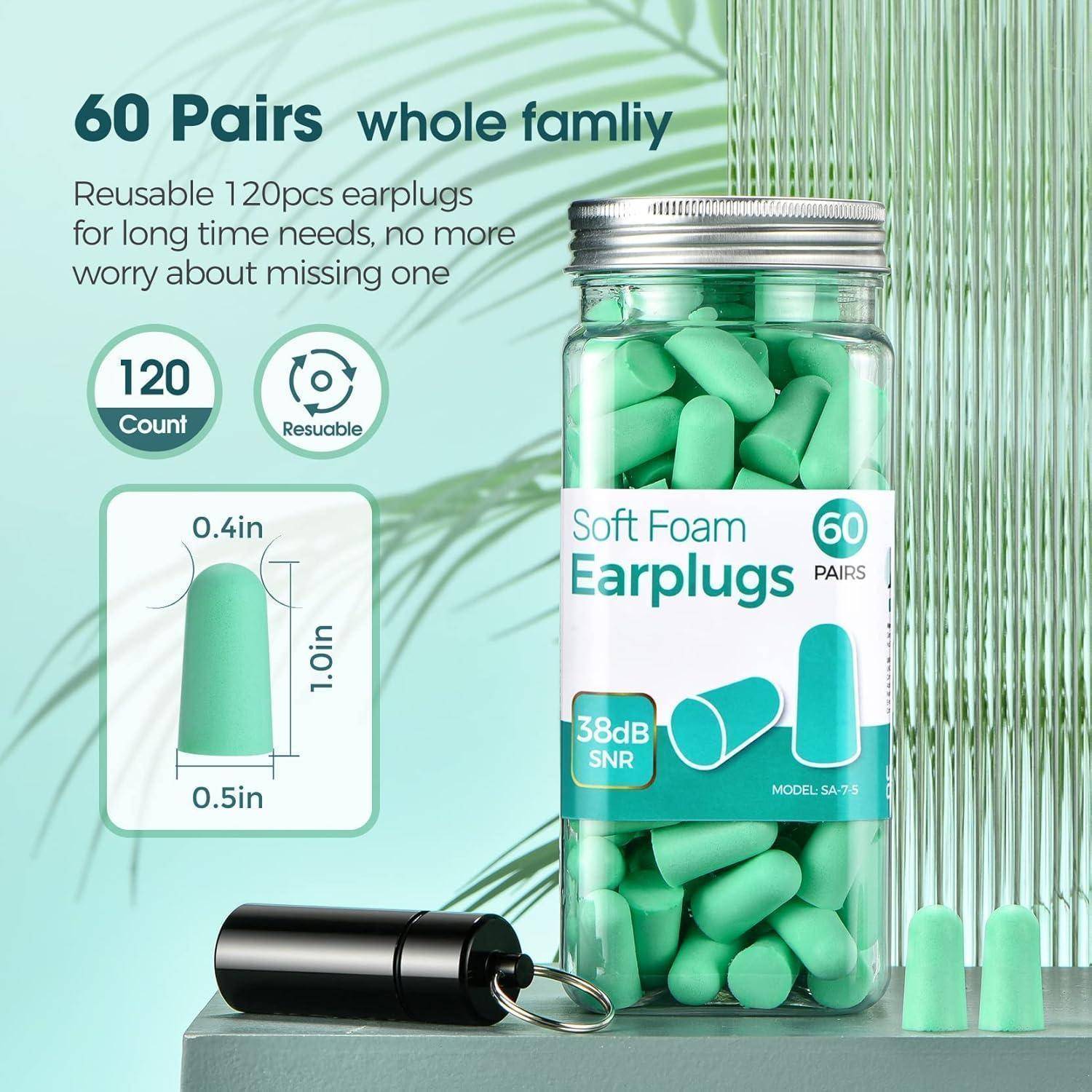 Schlafen Ohrstöpsel 38 dB höchstes SNR 60 Paare, verbesserte superweiche Schaum Stöpsel, Einheitsgröße, weiche Ohrstöpsel zum Schlafen, Lernen,
