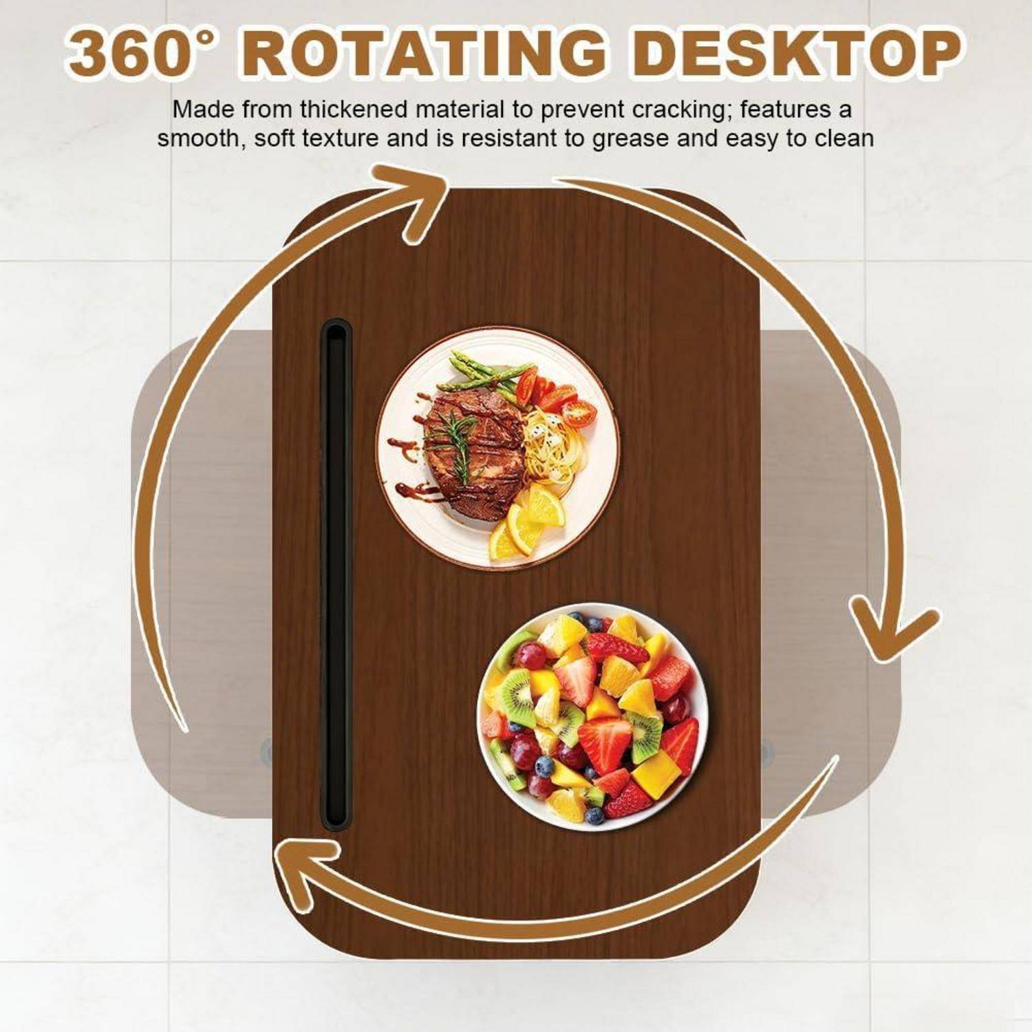 Beistelltisch Höhenverstellbar, Beistelltisch C Form Höhenverstellbar, mit Rollen, 360° Drehbar, Holz Sofatisch, Mobiler Klein Beistelltischs, C-Fo