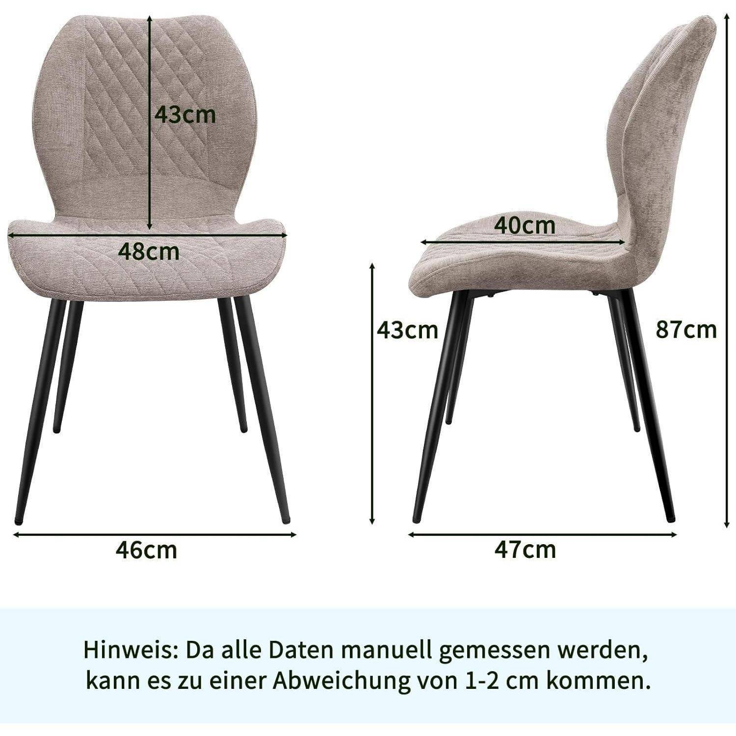 Esszimmerstühle 6er Set, Stühle Esszimmer, Küchenstühle, Wohnzimmer Essstühle, Gepolsterte Stühle, Ergonomisch Gestaltete Leinenstühle für Ess