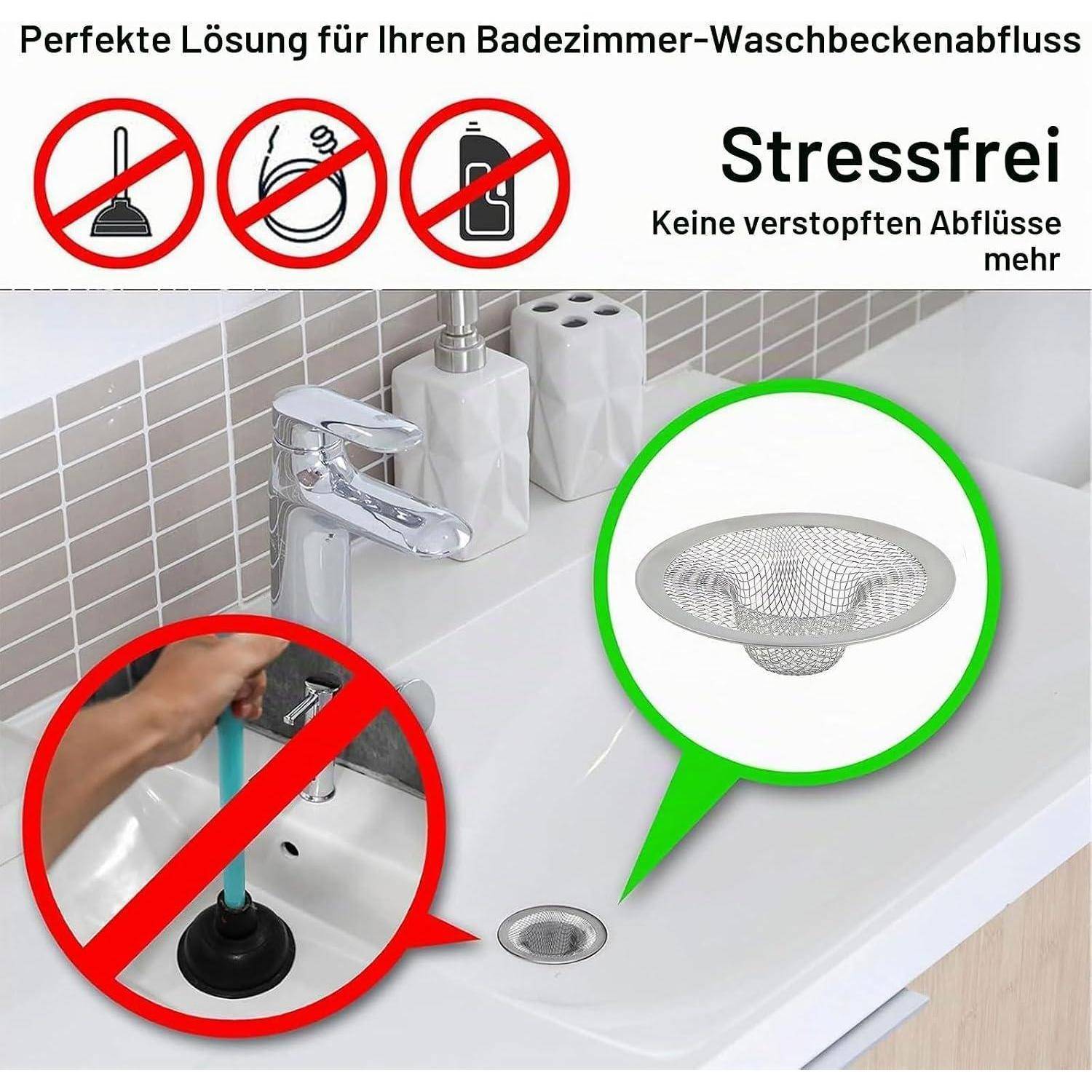 Nayyana 2 kleine Abfluss-Netzkörbe, Abflusssiebe für Badezimmerwaschbecken, Abfluss-Haarfänger für Wäsche, Wischbecken, Abfluss, Slop, Wohnmobil-