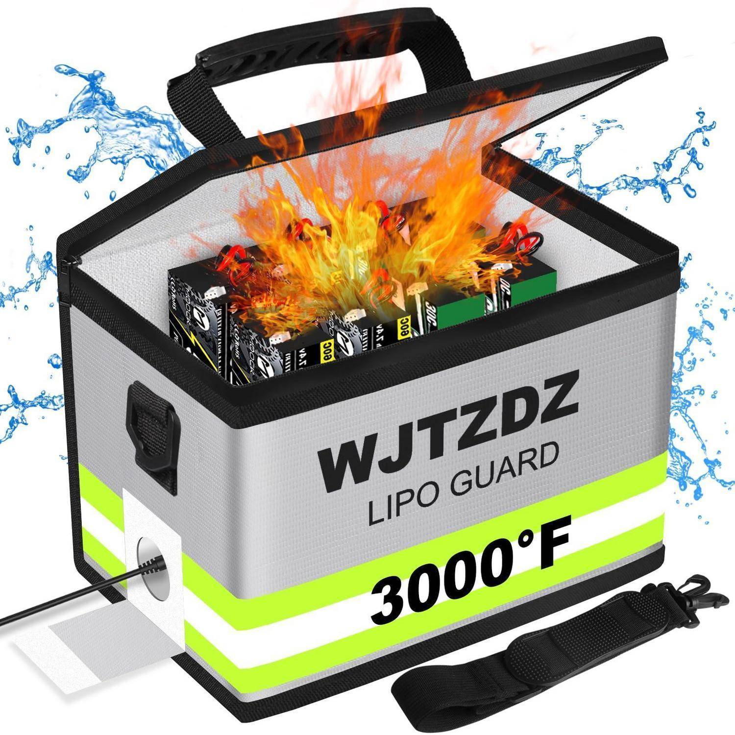 Batterieschutzbeutel mit der Bezeichnung „WJTZDZ LIPO GUARD 3000°F