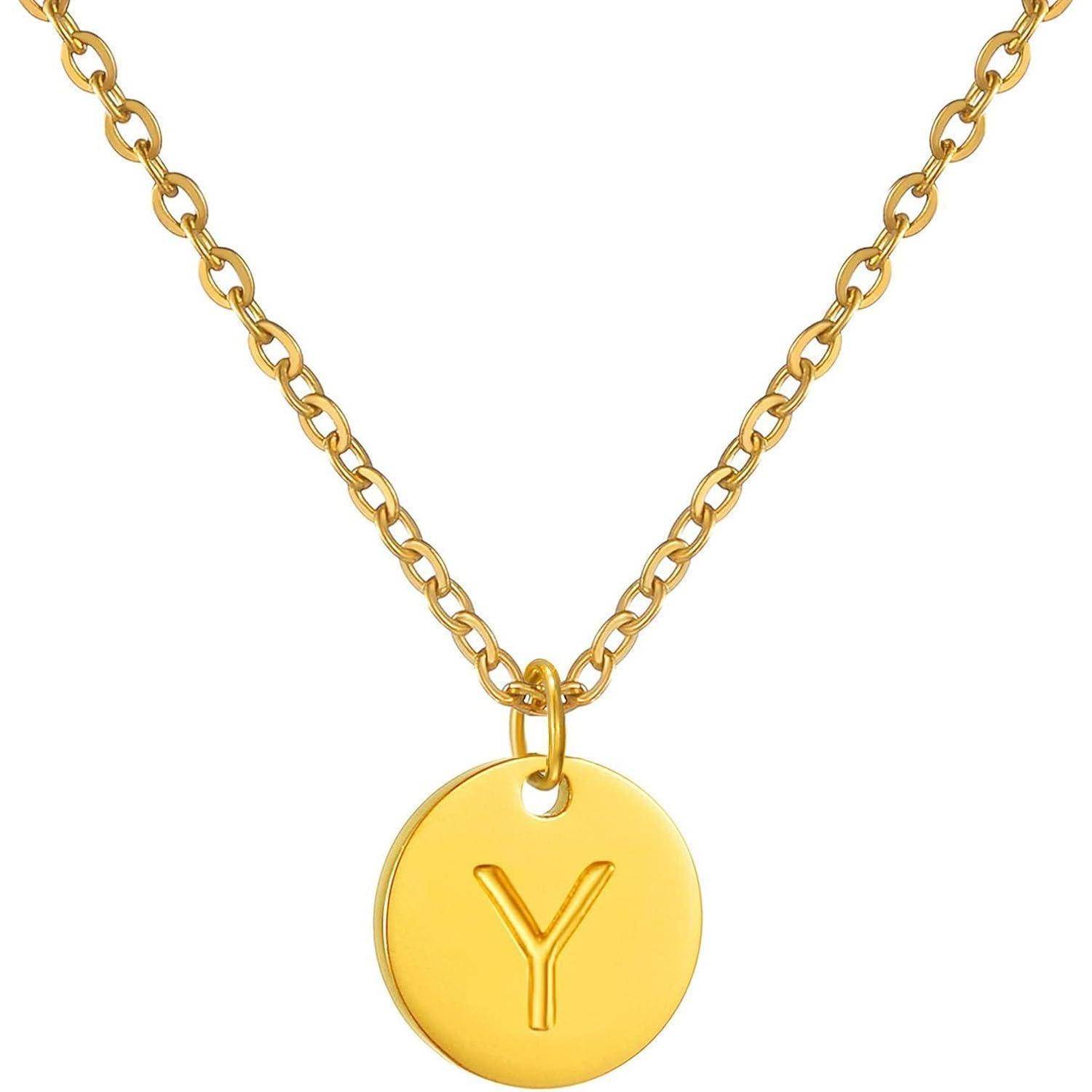 AFSTALR Damen Initialen Kette Buchstaben Anhänger Gold/Rosegold/Silber Kette mit Herzen Geburtstagsgeschenk für Mädchen Gold-Y