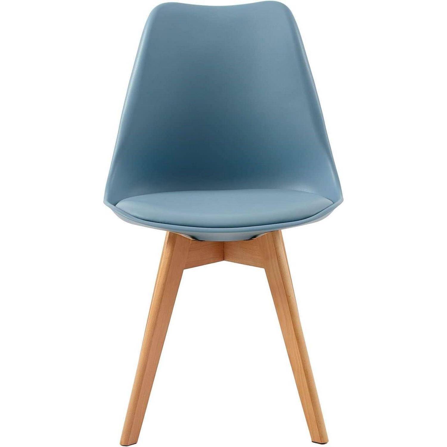 Esszimmerstuhl Skandinavisch Retro mit weicher Polsterung, SGS-Zertifiziert - Küchenstuhl Massivholz Buchenholzbeinen (8er Set, Morandi Lichtblau)