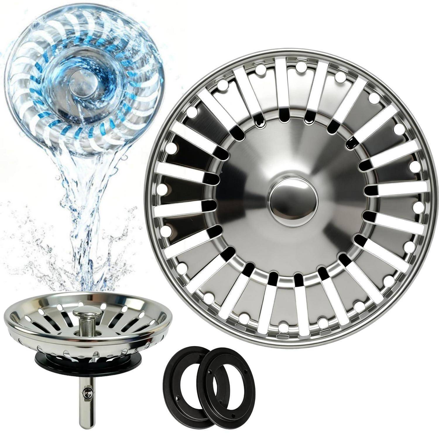 Waschbecken 84 mm - Siebkörbchen Abflussstopfen Edelstahl Waschbeckenstöpsel Waschbeckensieb – Sieb Stöpsel Abfluss Küche Spüle Abflussstopfen
