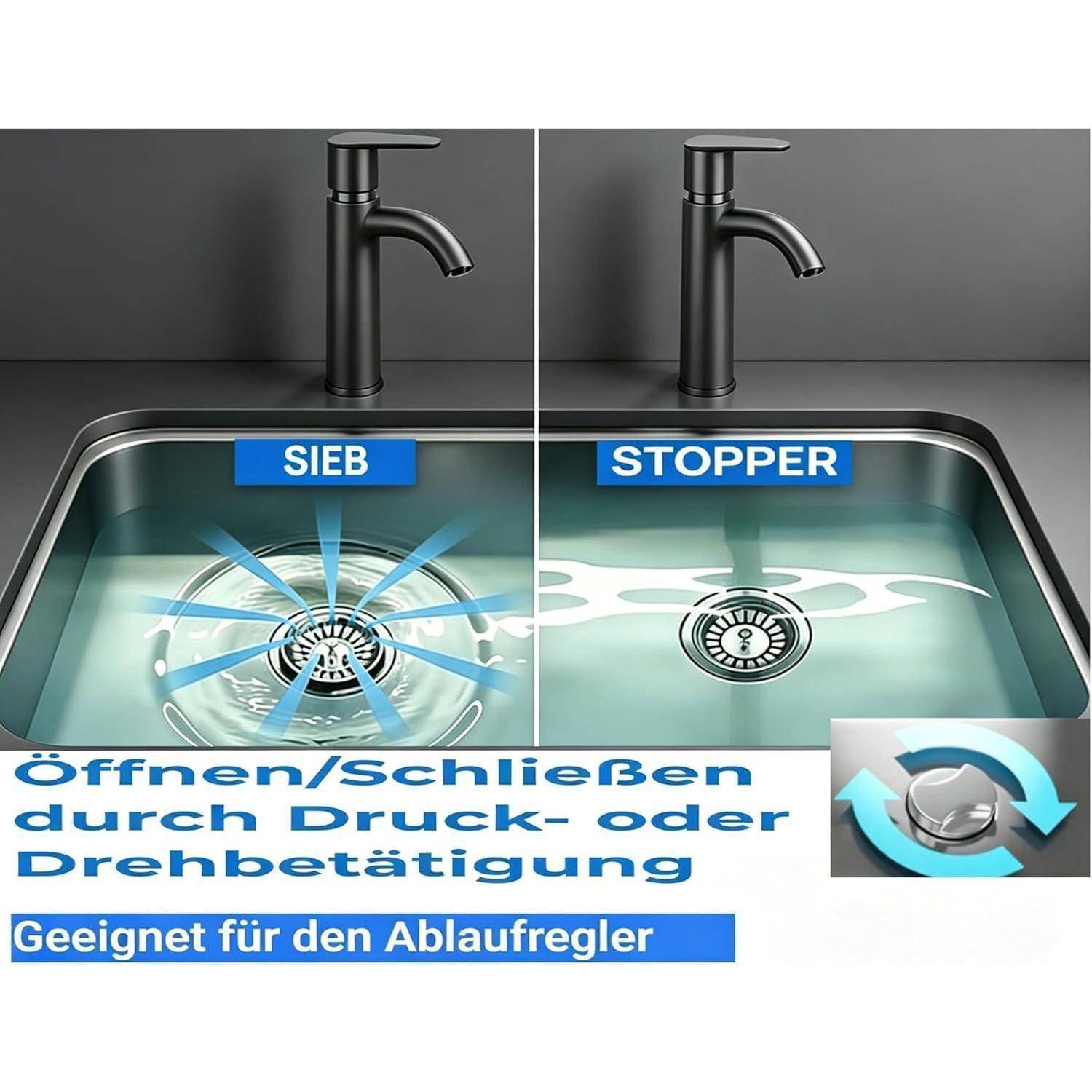 Waschbecken 84 mm - Siebkörbchen Abflussstopfen Edelstahl Waschbeckenstöpsel Waschbeckensieb – Sieb Stöpsel Abfluss Küche Spüle Abflussstopfen