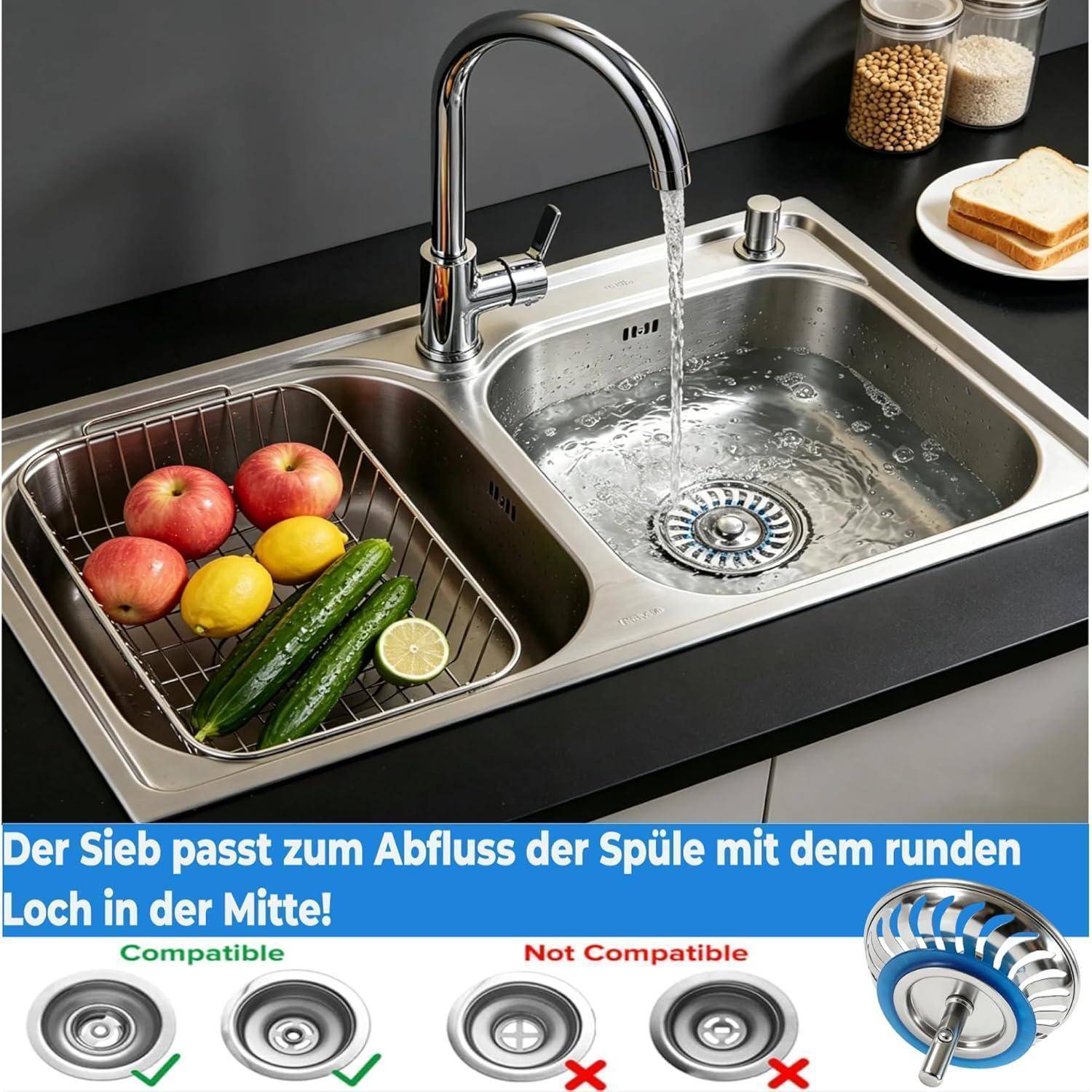 Waschbecken 84 mm - Siebkörbchen Abflussstopfen Edelstahl Waschbeckenstöpsel Waschbeckensieb – Sieb Stöpsel Abfluss Küche Spüle Abflussstopfen
