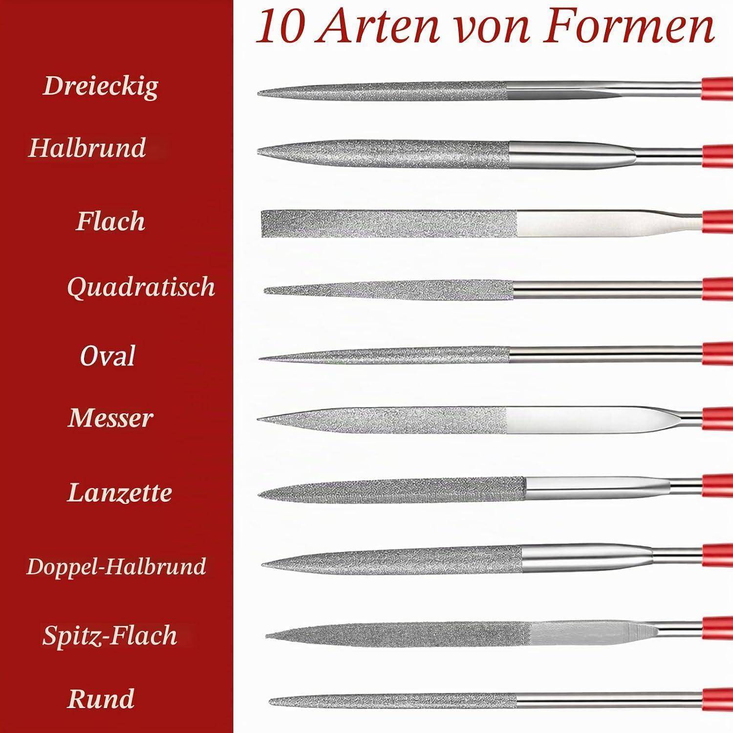 10 Stück Diamantfeile, 3mmx140mm Schlüsselfeilen Metallfeile Präzisionsmetallarbeiten Mini Feilen Set Für Präzisionsmetallarbeiten 3d druck Holzb