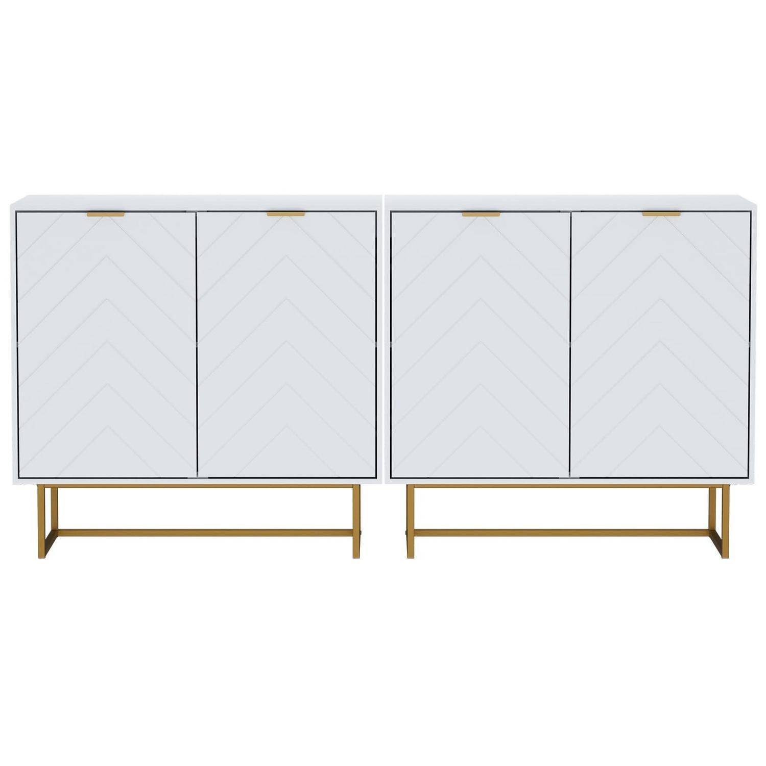 UEV Sideboard 2er Set, 160x40x77,5cm, Kommode mit 4 Türen und verstellbare Ablagen, Buffet, TV Board, Aufbewarhungsschrank, Kücheschrank, Mehrzwecks
