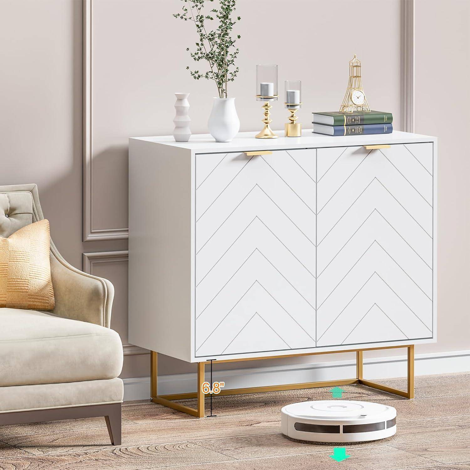 UEV Sideboard 2er Set, 160x40x77,5cm, Kommode mit 4 Türen und verstellbare Ablagen, Buffet, TV Board, Aufbewarhungsschrank, Kücheschrank, Mehrzwecks