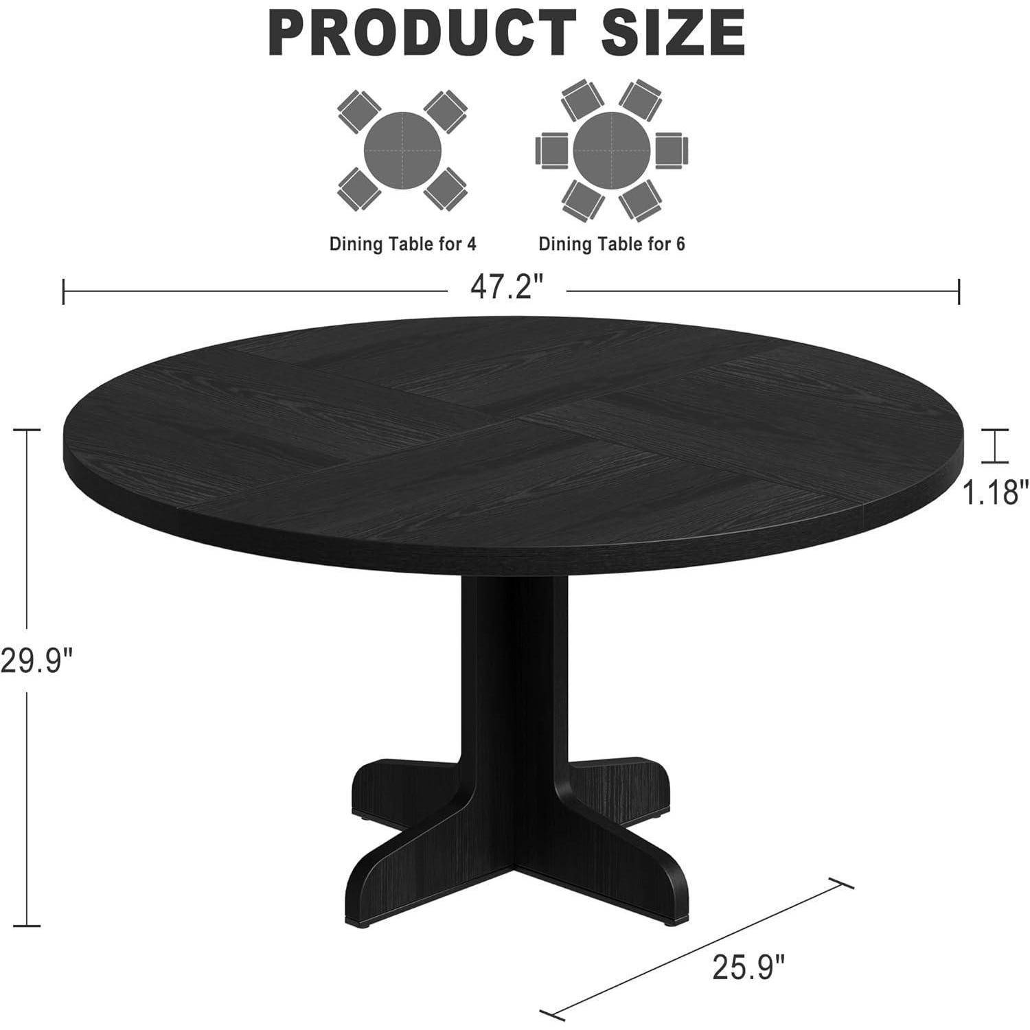 Runder Esstisch für 4-6 Personen, Küchentisch mit stabilem Holzrahmen, platzsparender Esszimmertisch im Industrial Design, Kreis, Kaffee-Esszimmerti