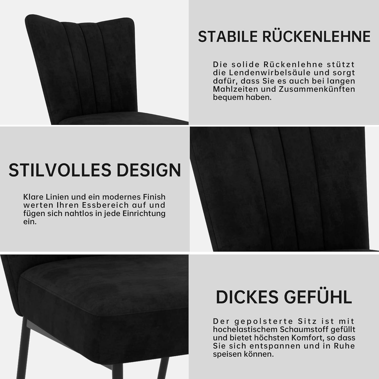 JIEXI Stühle Esszimmer 4er Set, Stühle Esszimmer, Küchenstühle, Hochwertiger Samtstoff, Esszimmerstühle Zur Verwendung An Esstischen, In Restaura