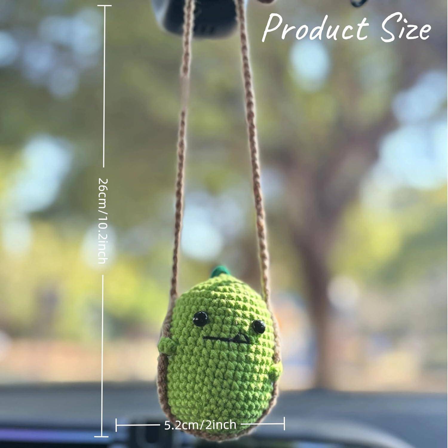 Gehäkelte Autospiegel Anhänger, Schwingende Grüner Dinosaurier Rückspiegel Anhänger, Auto Rückspiegel Ornament Handgefertigt Gestrickt Autoanhä
