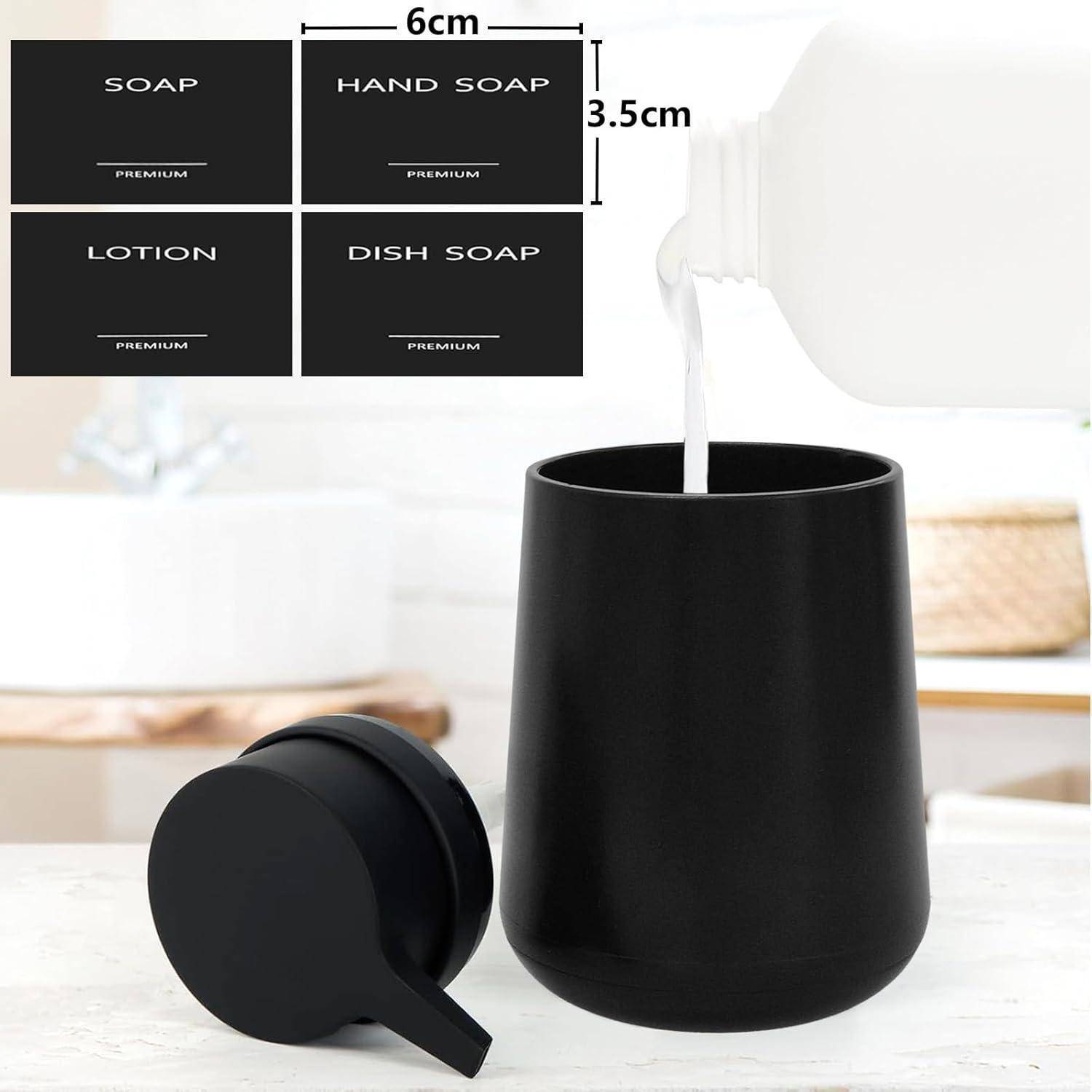 Seifenspender Schwarz Bad Küche Spülmittelspender 2 Stück 320 ml Kunststoff Pumpspender Soap Dispenser Tropffrei Große Öffnung Duschgel Shampoo S