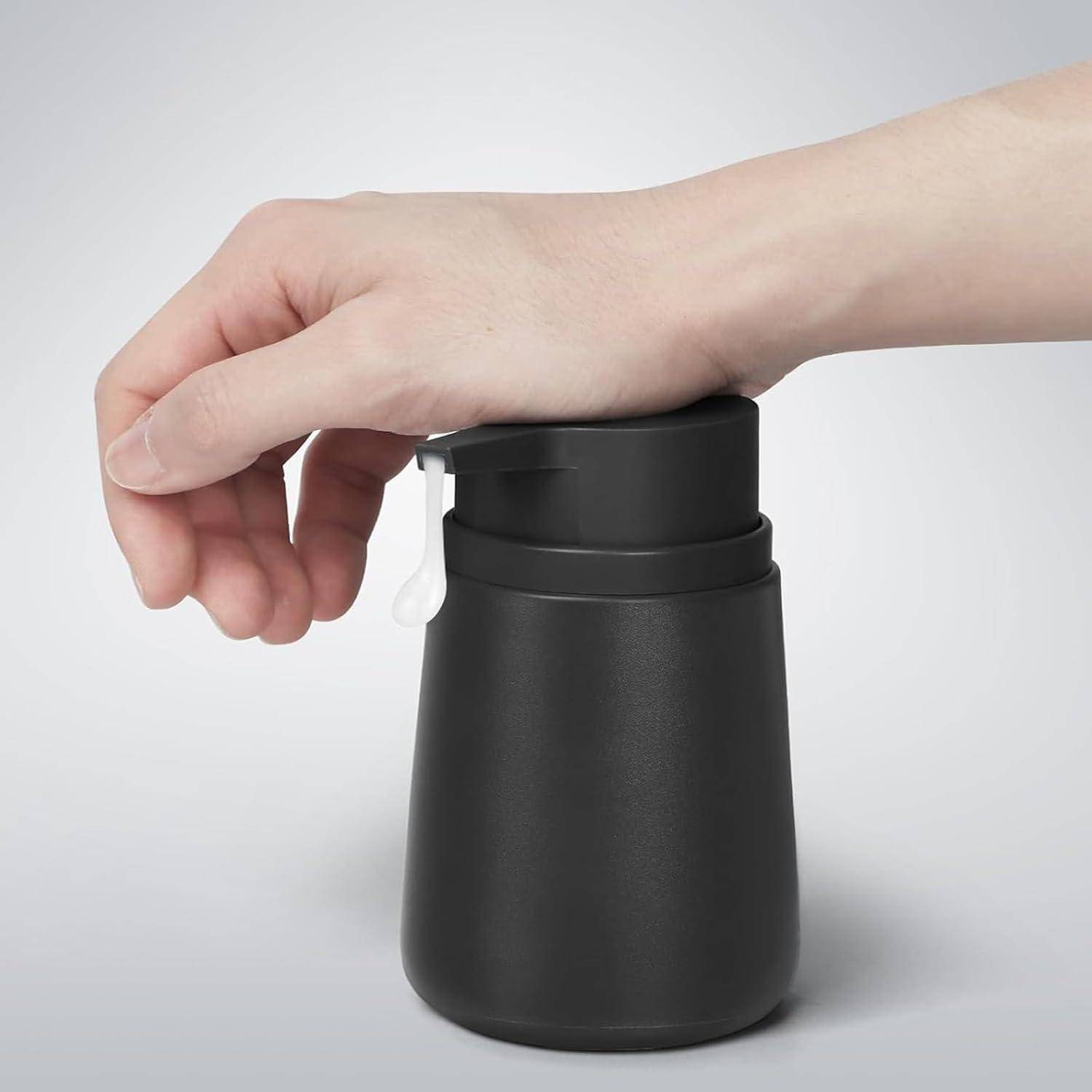 Seifenspender Schwarz Bad Küche Spülmittelspender 2 Stück 320 ml Kunststoff Pumpspender Soap Dispenser Tropffrei Große Öffnung Duschgel Shampoo S