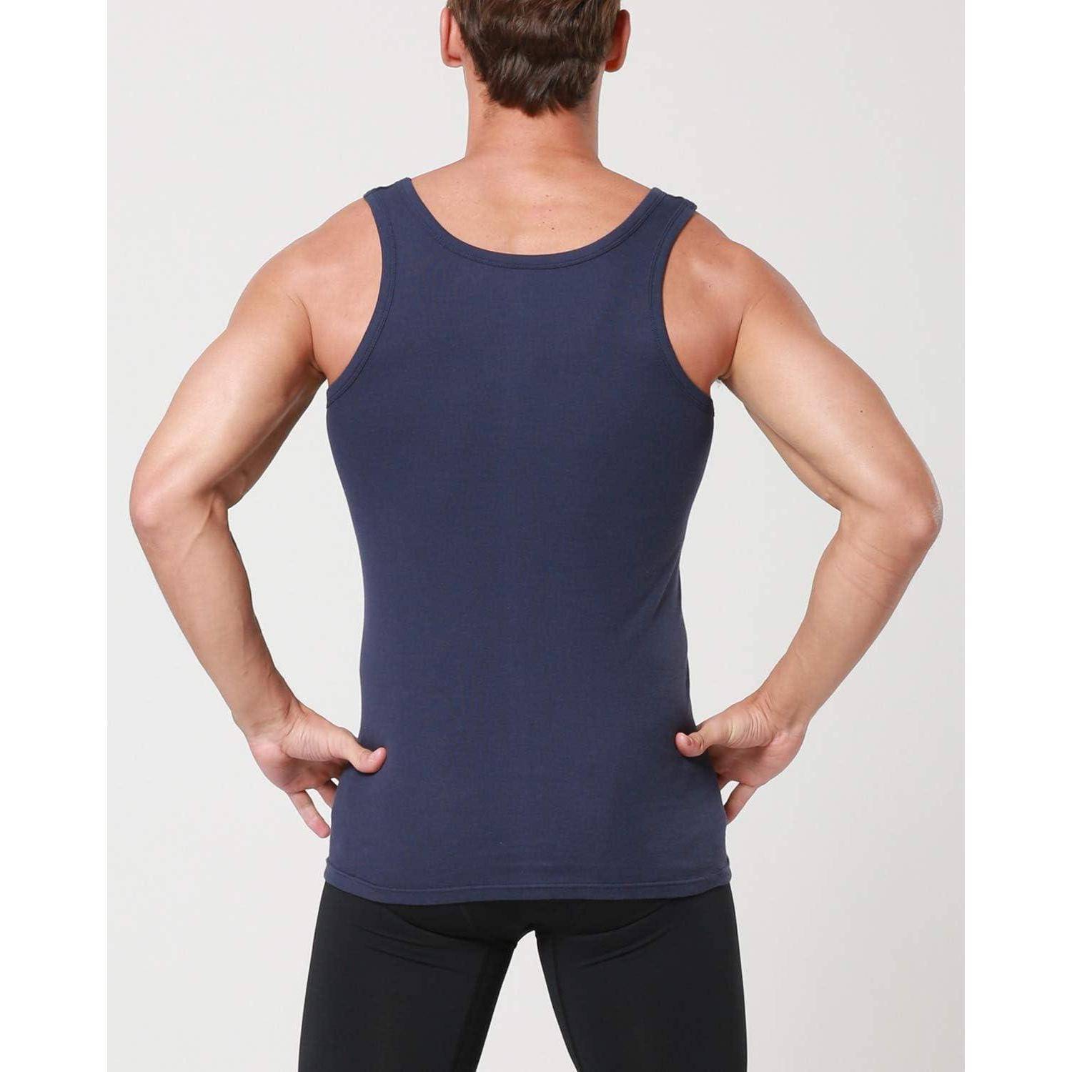 Unterhemd Herren 3/5er Pack Tank Top Baumwolle Männer Schwarz Weiss Mehrfarbig XL 3x Weiß + 1x Marine + 1x Grau