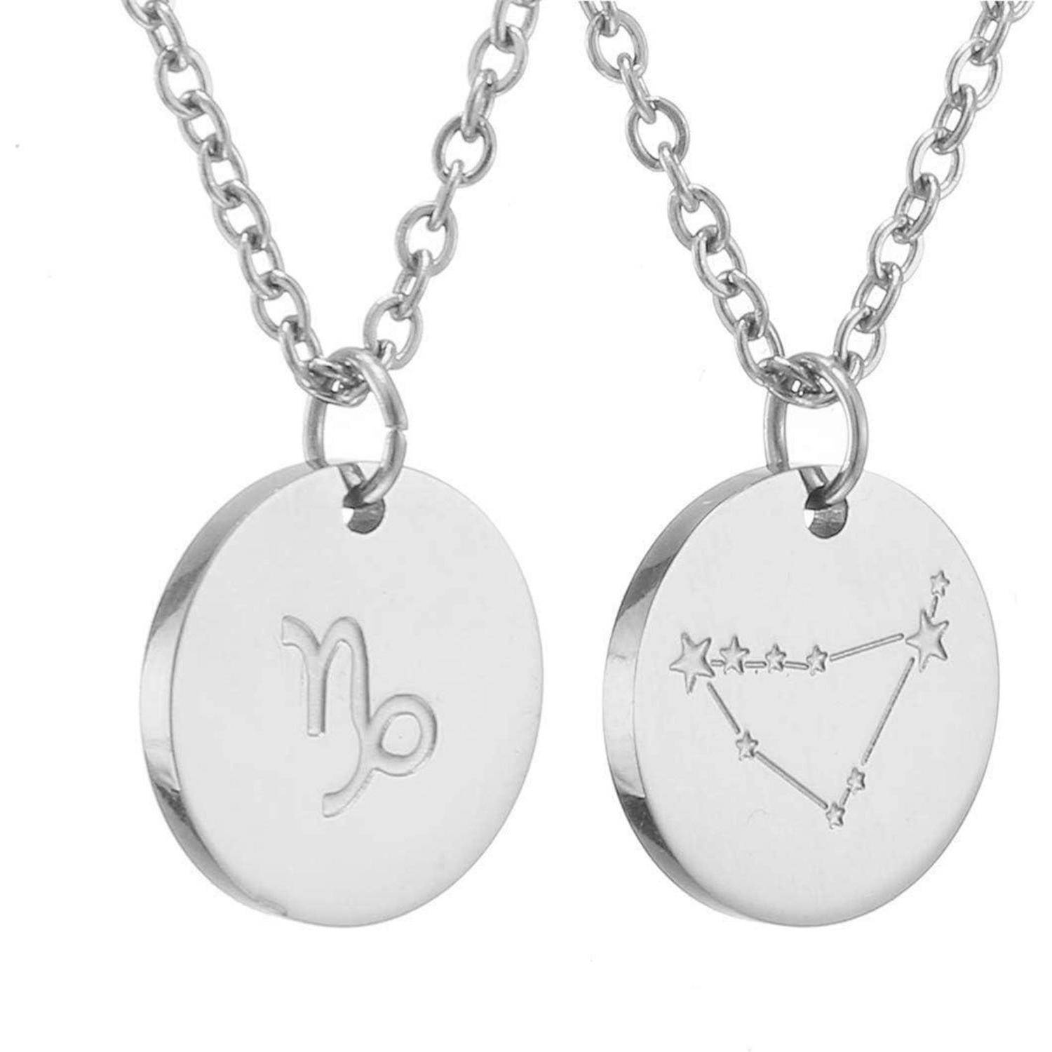 AFSTALR Sternzeichen Kette Gold/Rosegold/Silber für Damen Horoskop Kette Mutter Tochter Freunde Geburtstagsgeschenk silver-Steinbock